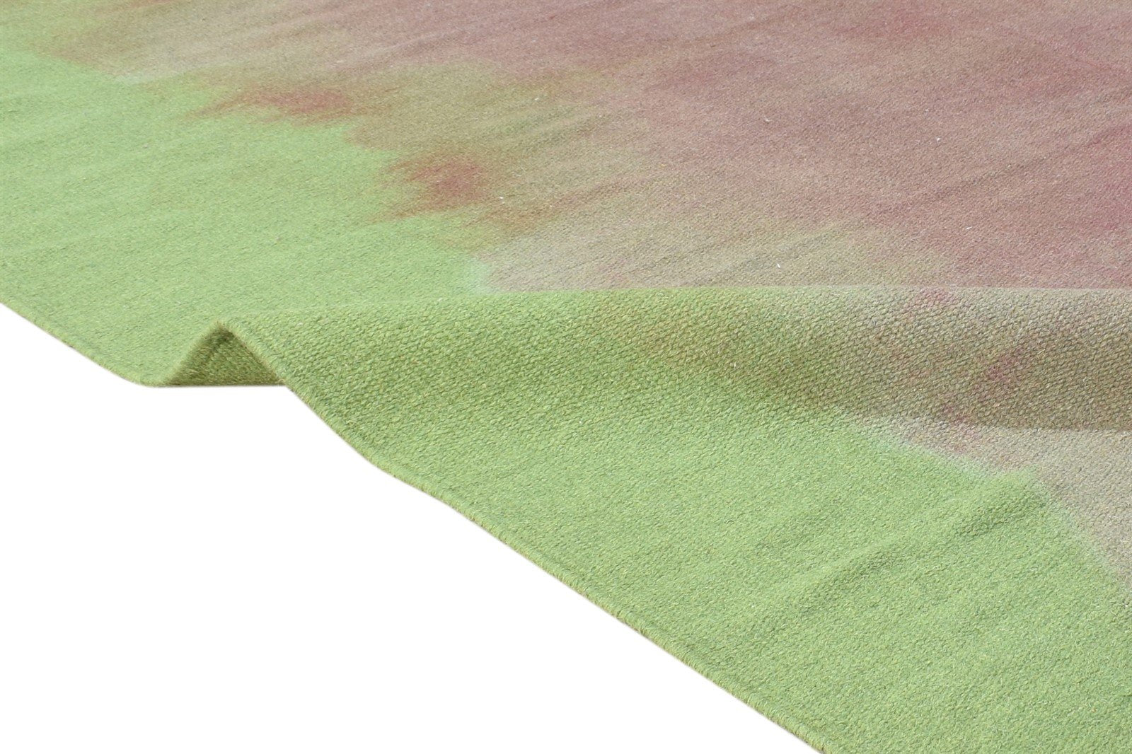 Green Wool Rug 5' X 8' Modern Dhurrie Shibori Ombre Room Size Carpet 7865164988565