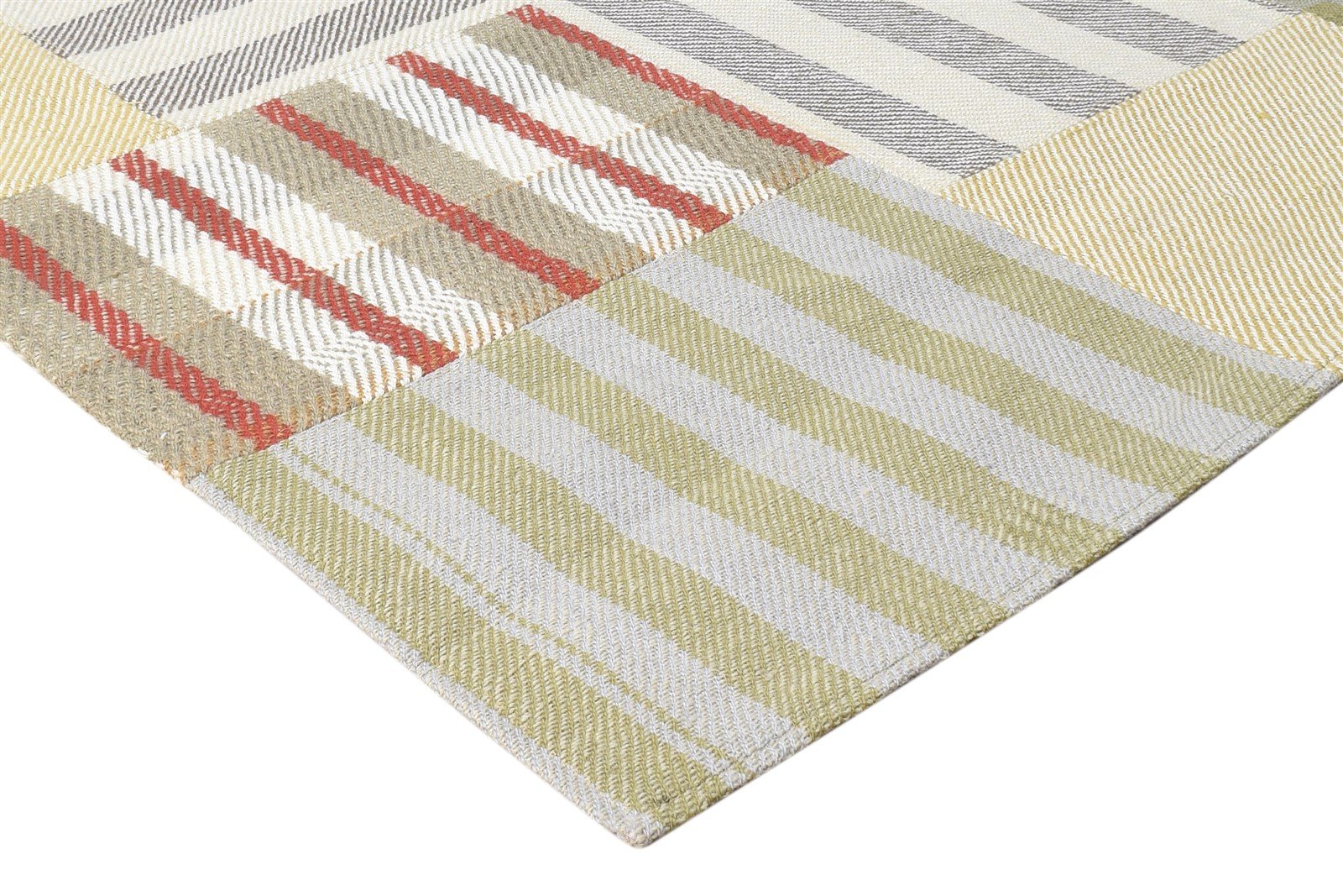 Green Wool Rug 5' X 8' Modern Jacquard Loom Scandinavian Plaids Room Size Carpet 7865054331029