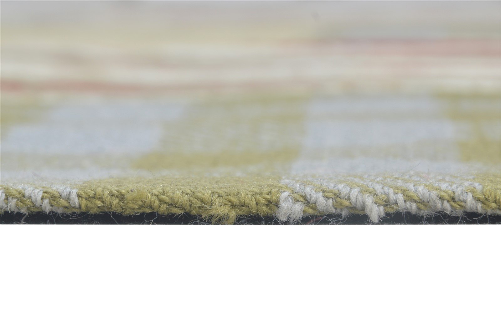 Green Wool Rug 5' X 8' Modern Jacquard Loom Scandinavian Plaids Room Size Carpet 7865054331029