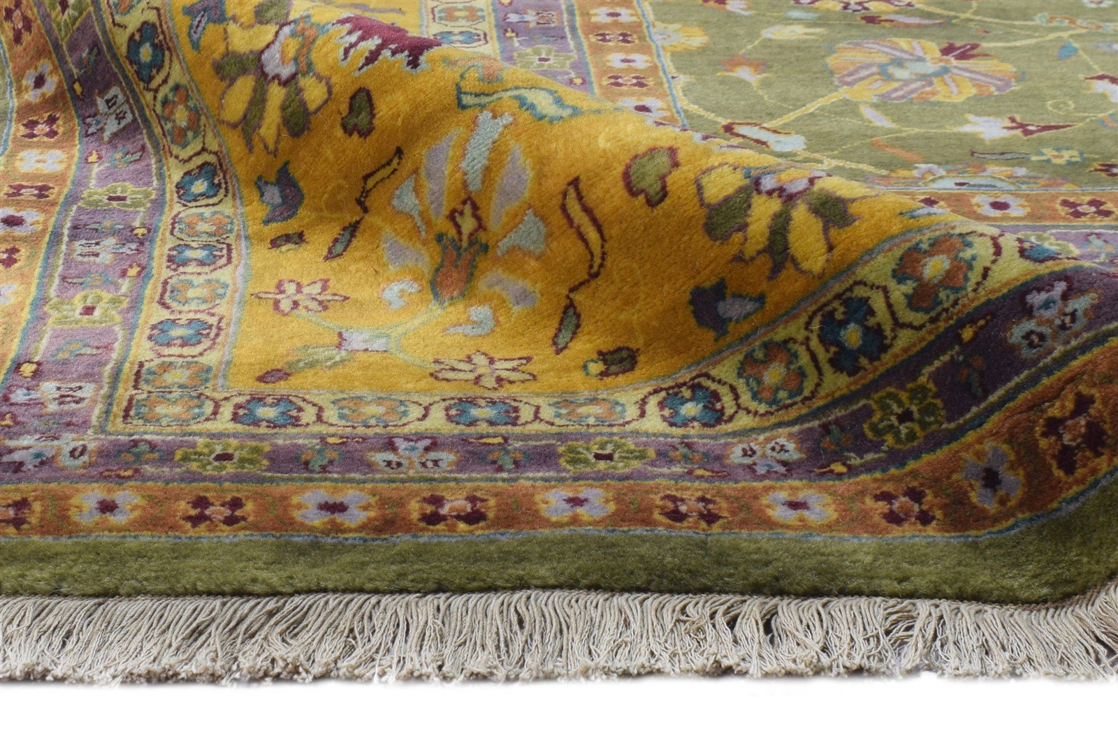Green Wool Rug 8' X 10' Persian Hand Knotted Kashan Oriental Large Carpet 7864676909205