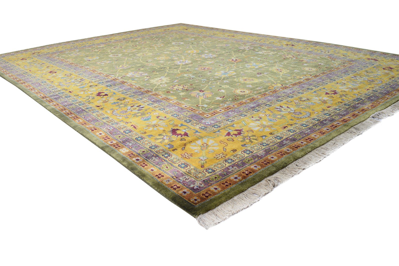 Green Wool Rug 8' X 10' Persian Hand Knotted Kashan Oriental Large Carpet 7864676909205