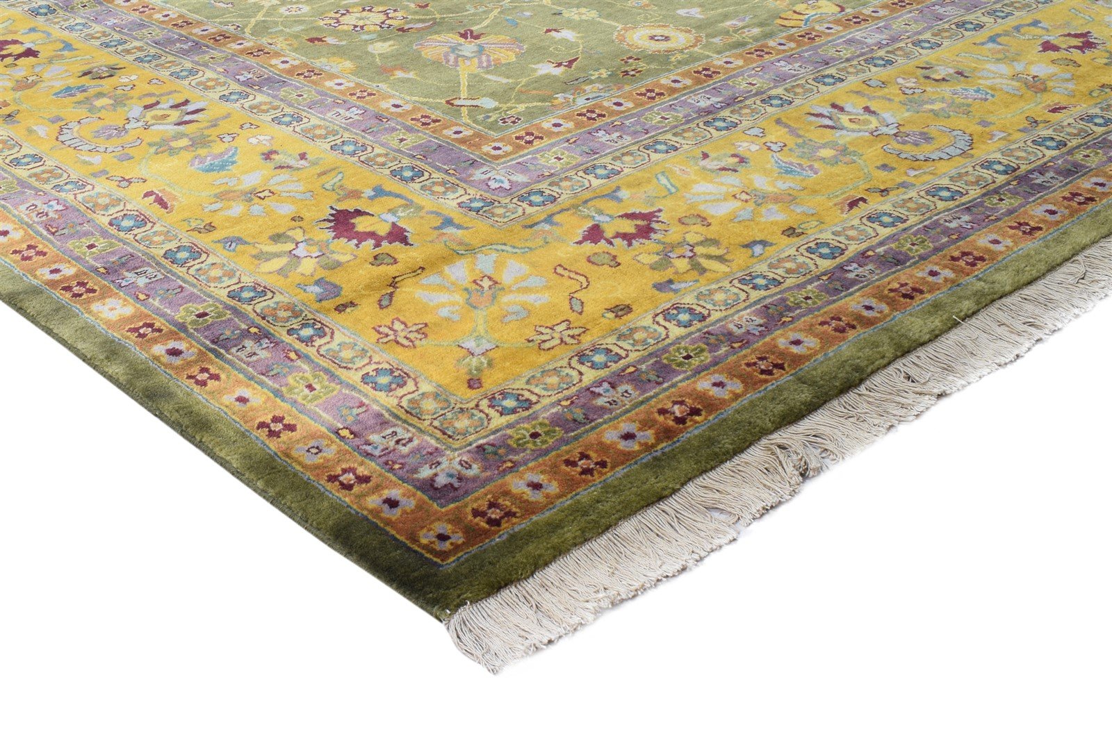 Green Wool Rug 8' X 10' Persian Hand Knotted Kashan Oriental Large Carpet 7864676909205