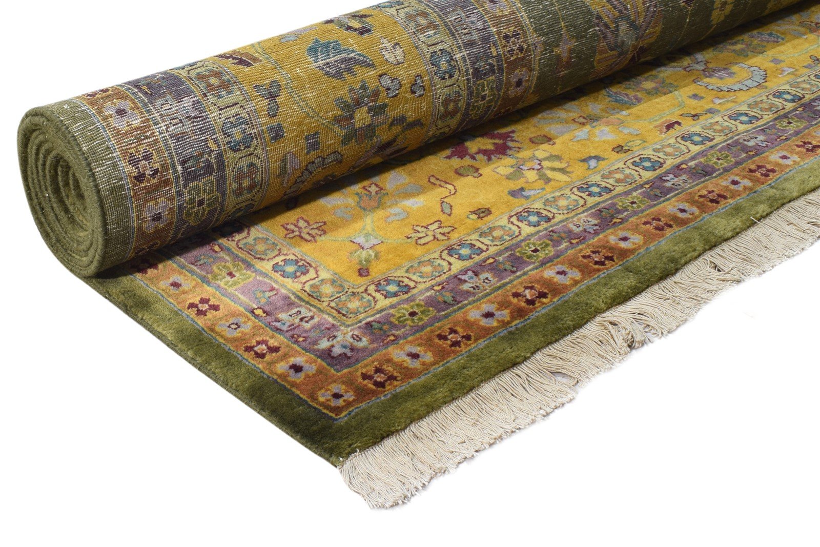 Green Wool Rug 8' X 10' Persian Hand Knotted Kashan Oriental Large Carpet 7864676909205