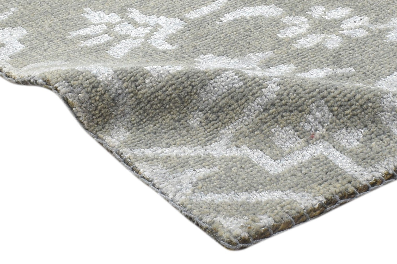 Green Wool / Silk Rug 2' X 2' Modern Hand Knotted Moroccan Trellis Small Carpet 7864123883669