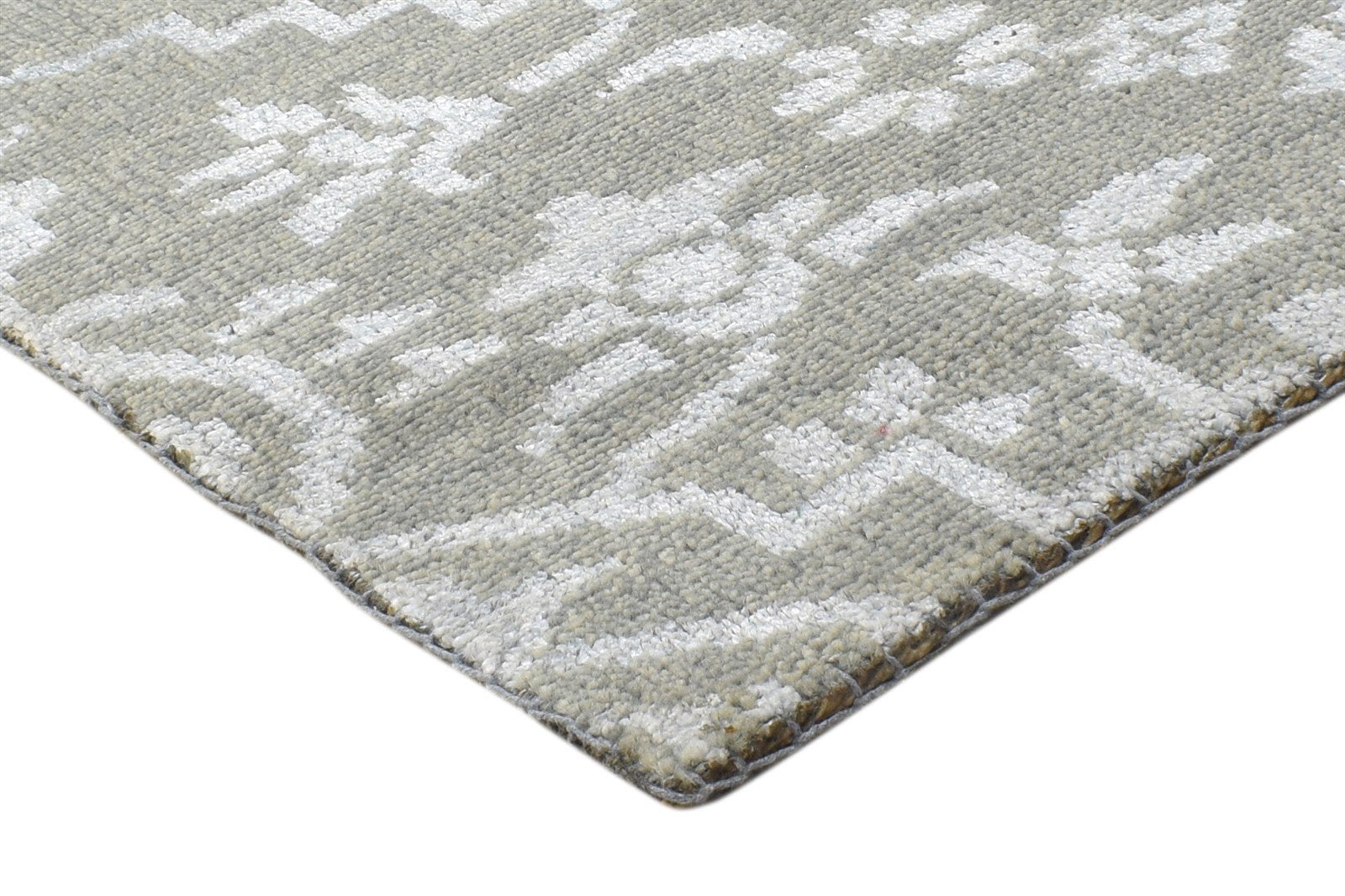 Green Wool / Silk Rug 2' X 2' Modern Hand Knotted Moroccan Trellis Small Carpet 7864123883669
