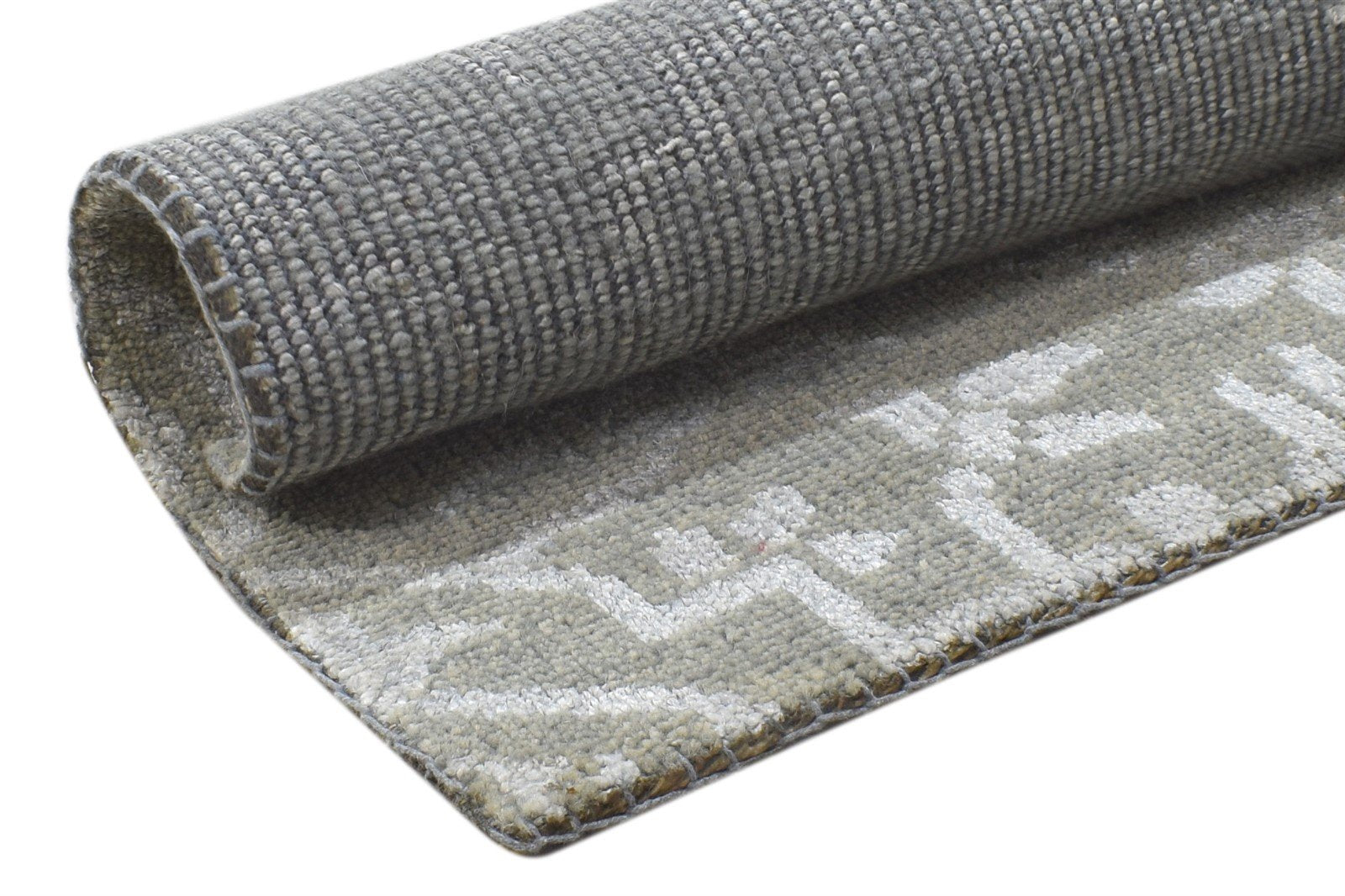Green Wool / Silk Rug 2' X 2' Modern Hand Knotted Moroccan Trellis Small Carpet 7864123883669