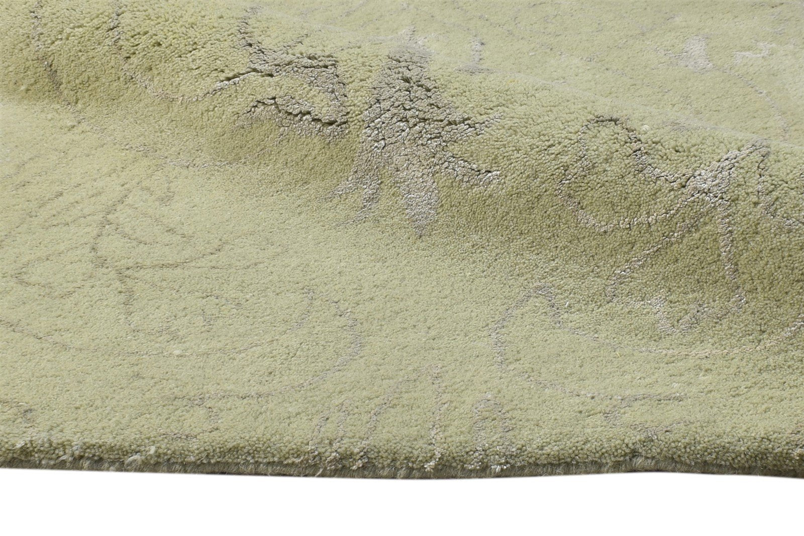 Green Wool / Silk Rug 2' X 3' Modern Hand Tufted French Floral Small Carpet 7865141854357