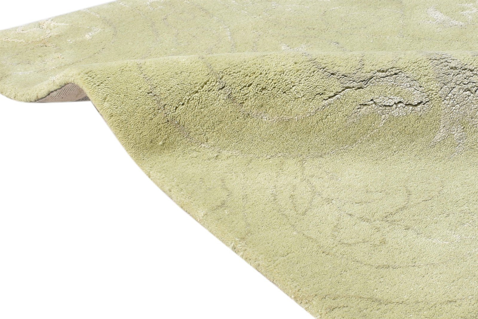 Green Wool / Silk Rug 2' X 3' Modern Hand Tufted French Floral Small Carpet 7865141854357