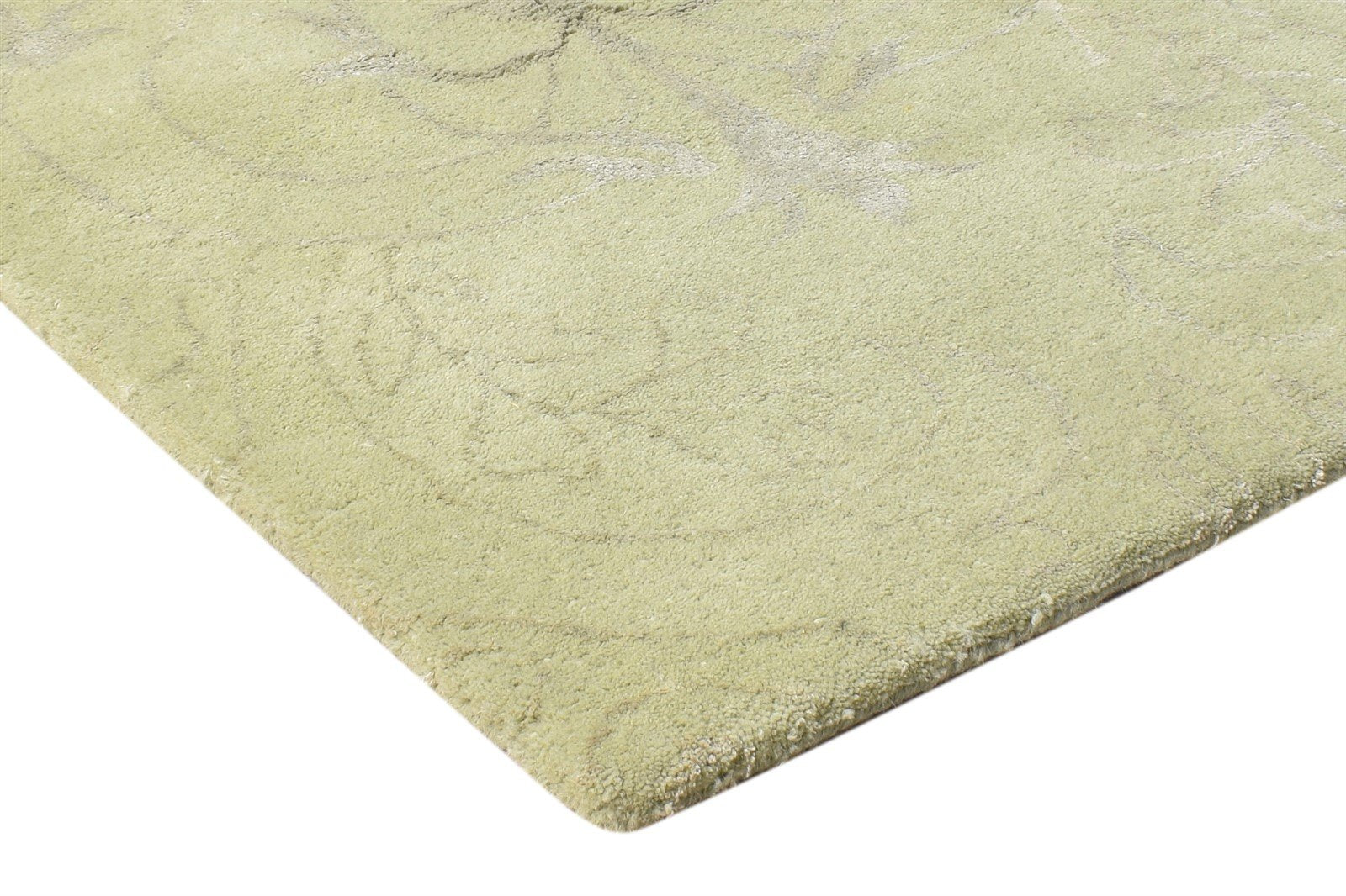 Green Wool / Silk Rug 2' X 3' Modern Hand Tufted French Floral Small Carpet 7865141854357