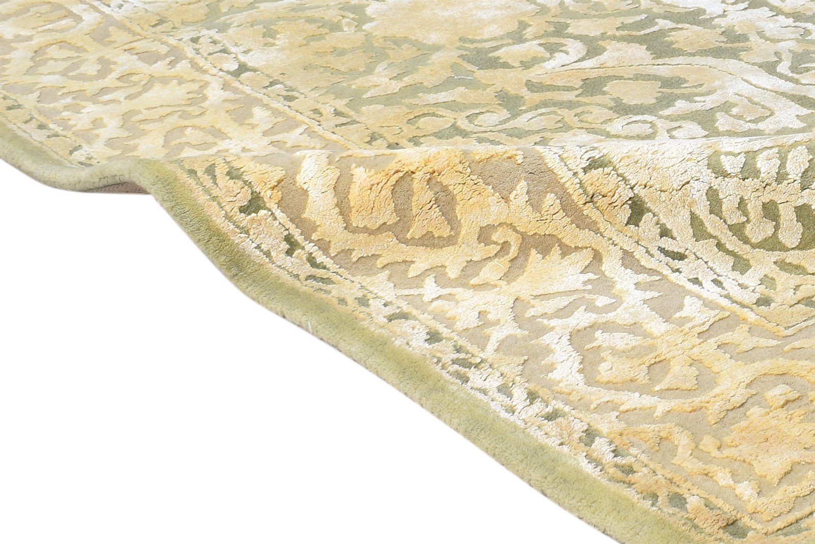 Green Wool / Silk Rug 4X6 Persian Hand Tufted Mughal Oriental Room Size Carpet 7865109446805