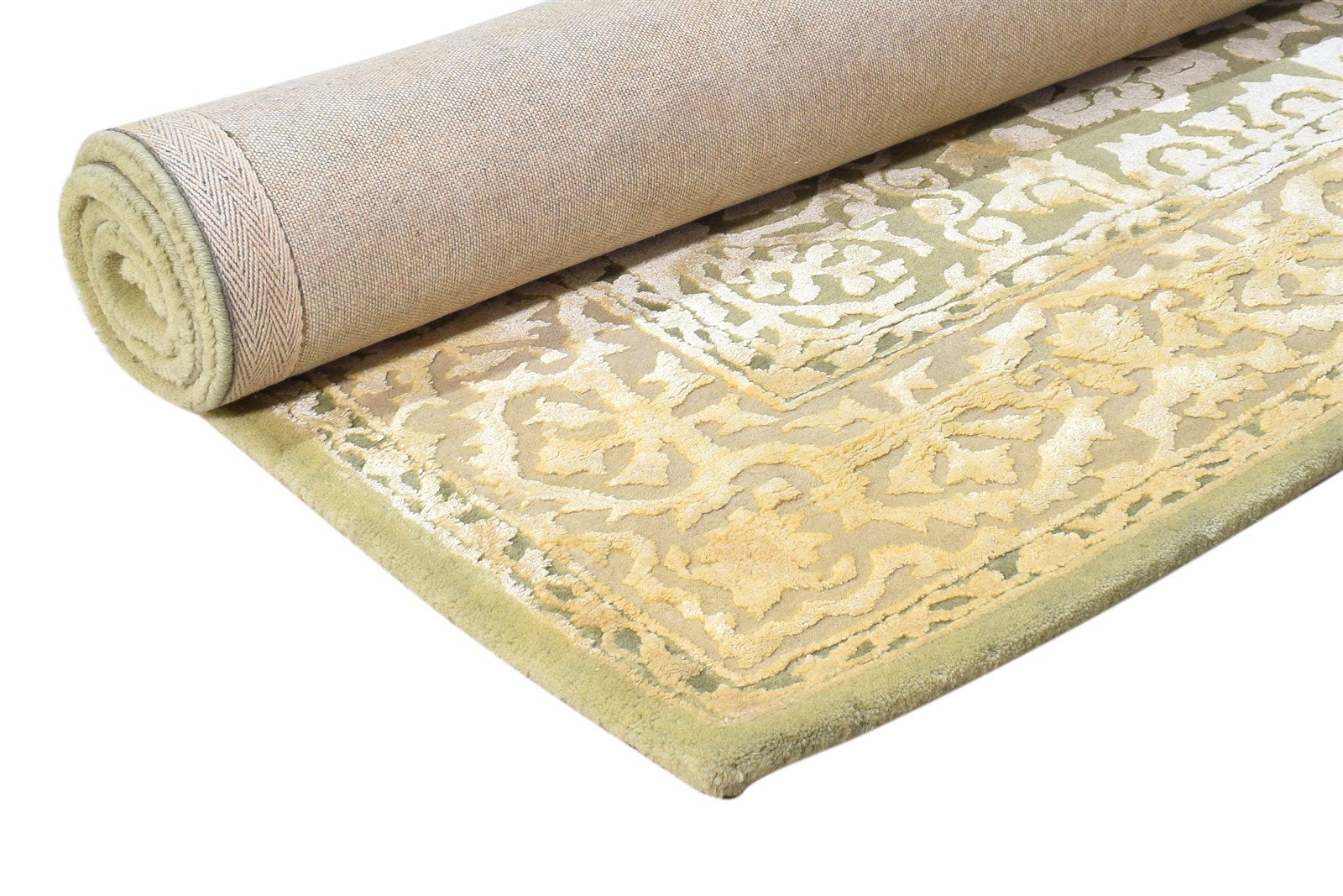 Green Wool / Silk Rug 4X6 Persian Hand Tufted Mughal Oriental Room Size Carpet 7865109446805