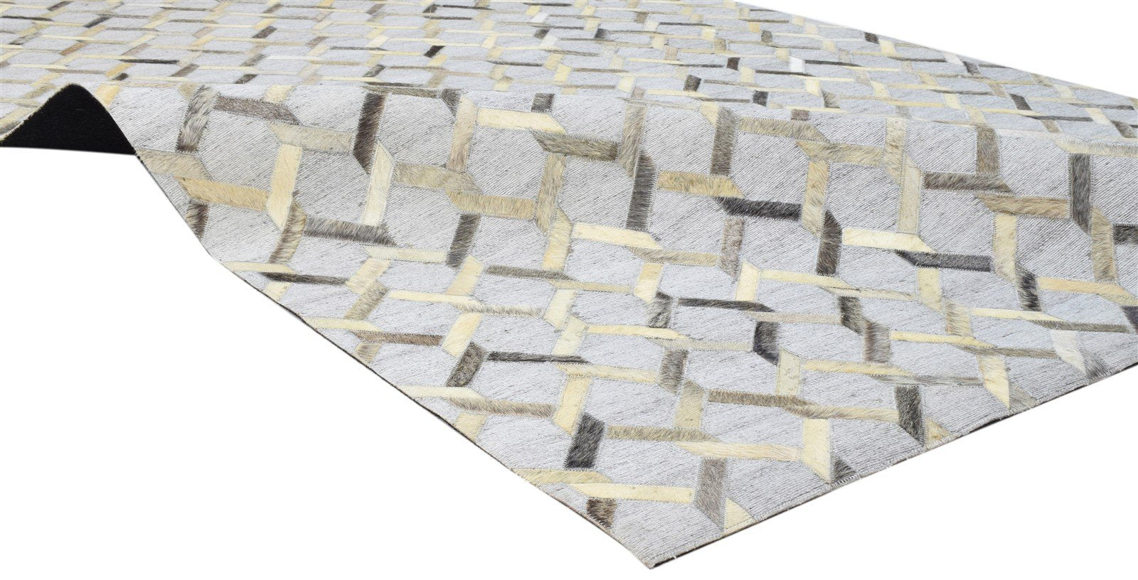 Grey Leather / Cotton Rug 5X8 Modern Hand Woven Moroccan Trellis Room Size 7860658503829