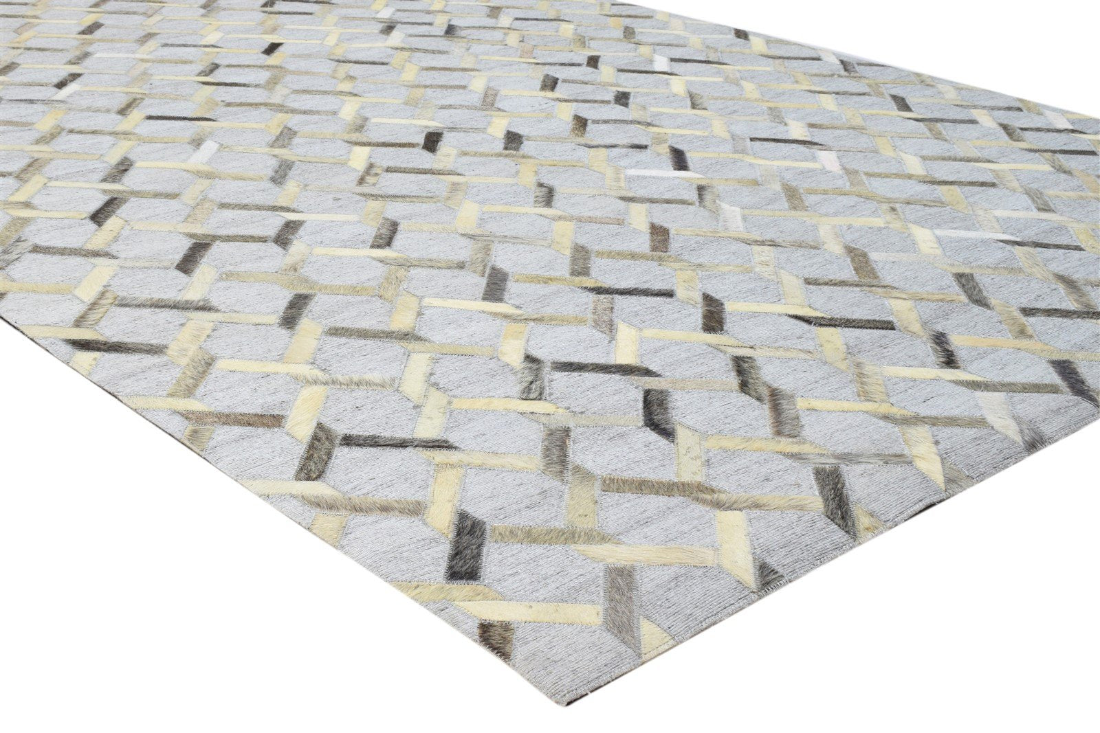 Grey Leather / Cotton Rug 5X8 Modern Hand Woven Moroccan Trellis Room Size 7860658503829