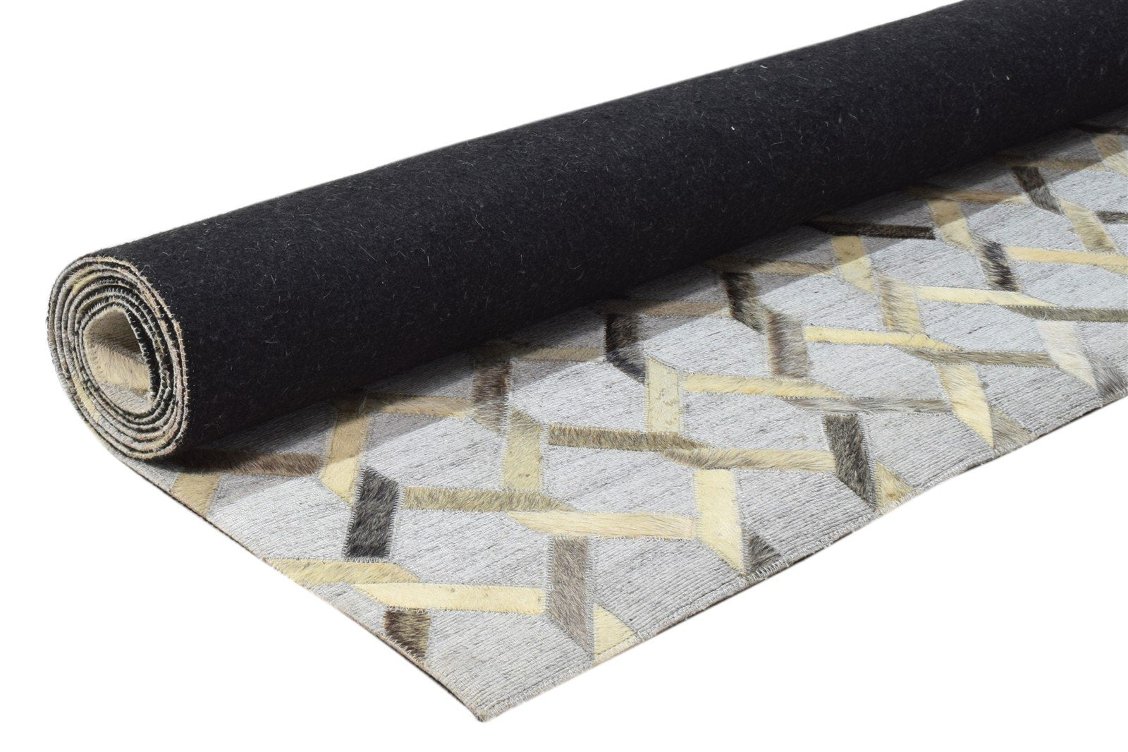 Grey Leather / Cotton Rug 5X8 Modern Hand Woven Moroccan Trellis Room Size 7860658503829
