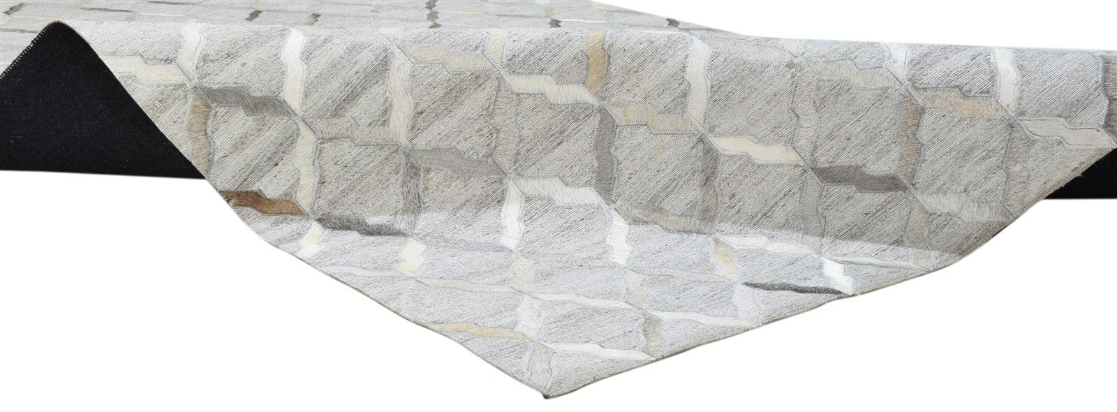 Grey Leather / Cotton Rug 5X8 Modern Hand Woven Moroccan Trellis Room Size 7860683374741