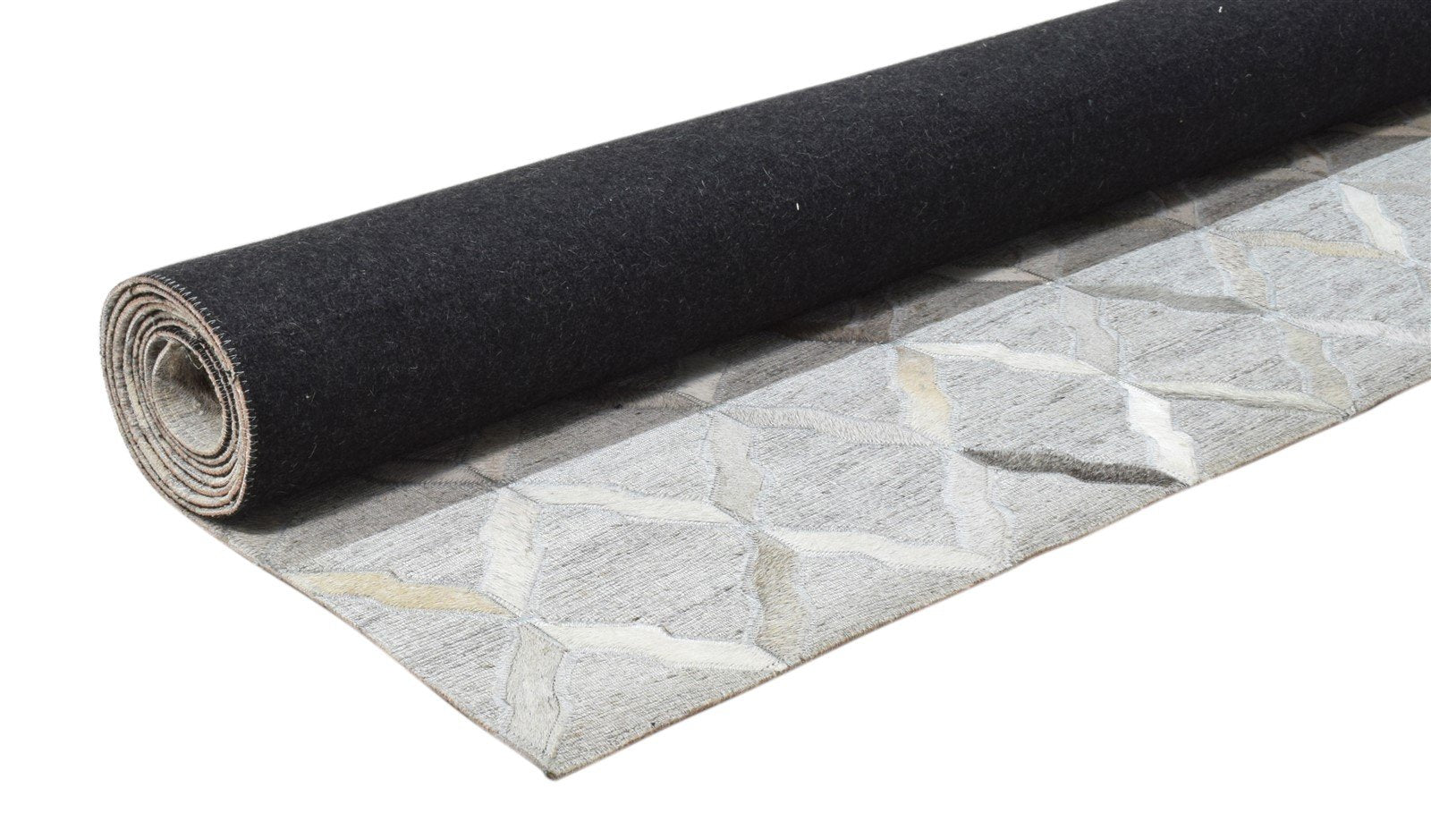 Grey Leather / Cotton Rug 5X8 Modern Hand Woven Moroccan Trellis Room Size 7860683374741