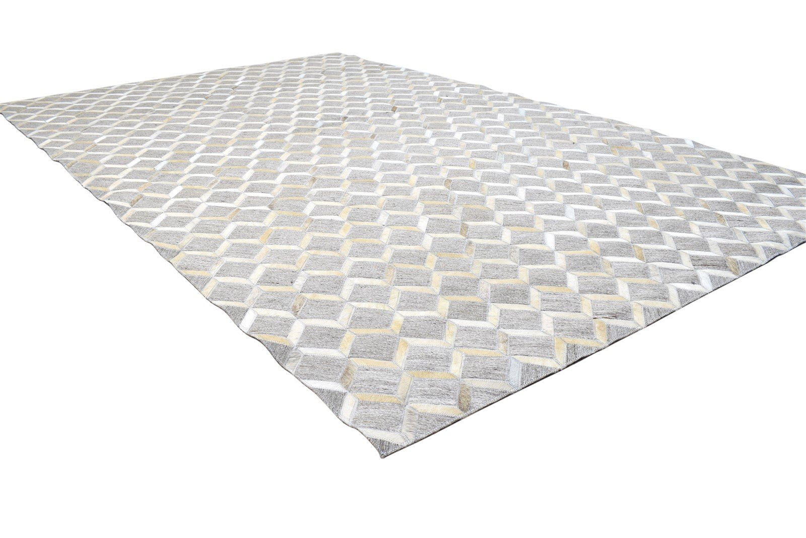 Grey Leather / Cotton Rug 5X8 Modern Hand Woven Moroccan Trellis Room Size 7864114872469