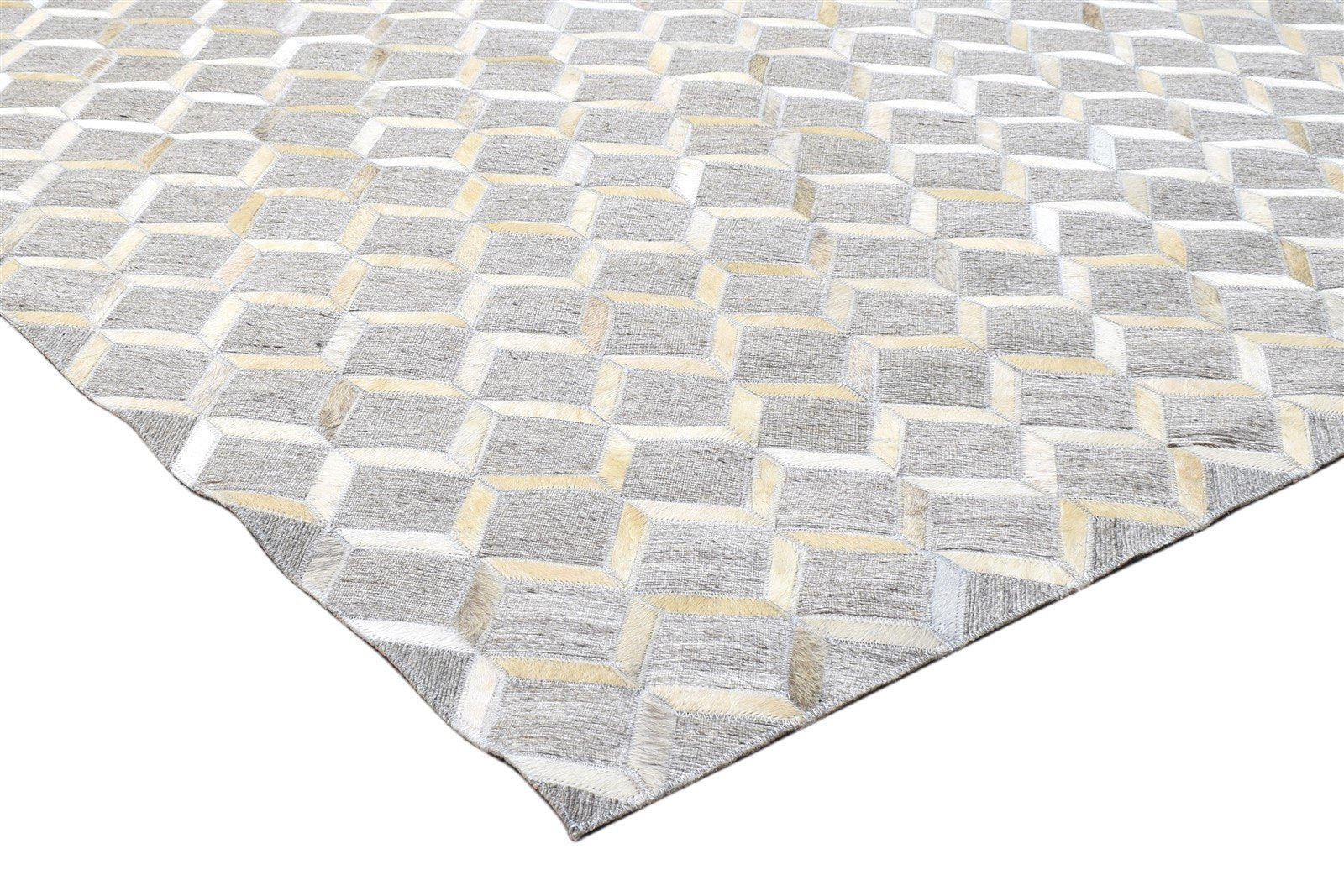 Grey Leather / Cotton Rug 5X8 Modern Hand Woven Moroccan Trellis Room Size 7864114872469