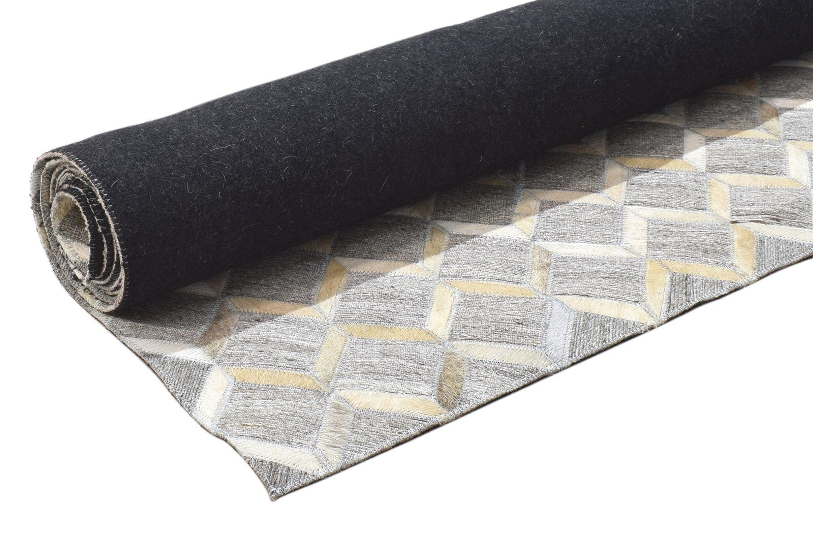 Grey Leather / Cotton Rug 5X8 Modern Hand Woven Moroccan Trellis Room Size 7864114872469