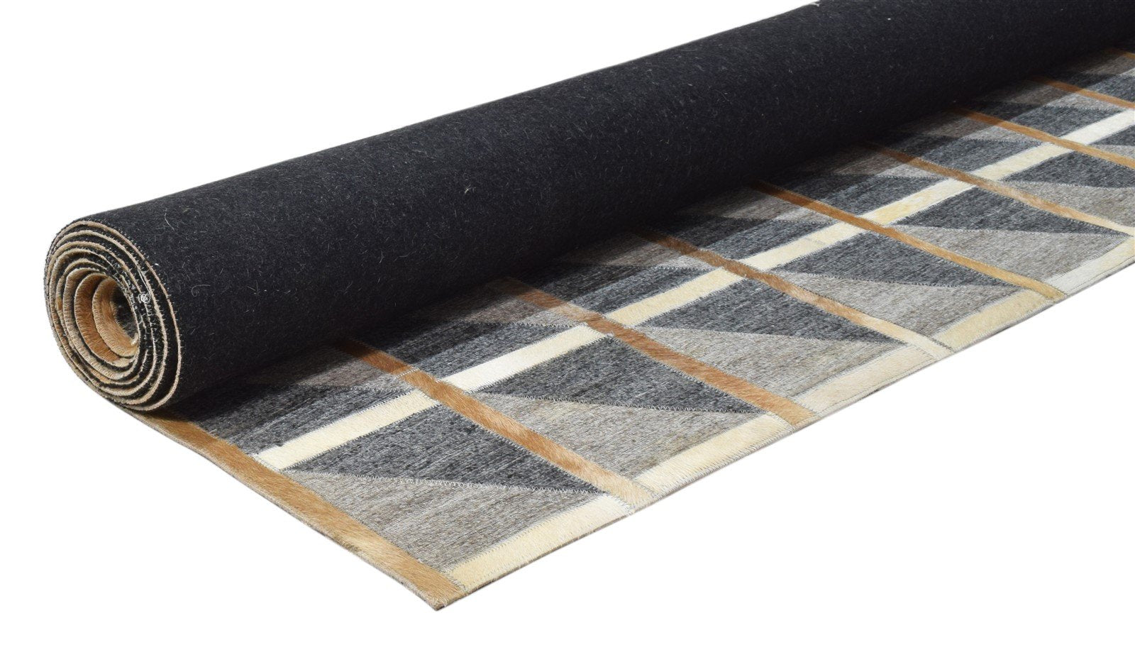 Grey Leather / Cotton Rug 6X9 Modern Hand Woven Scandinavian Plaids Large Carpet 7860683669653