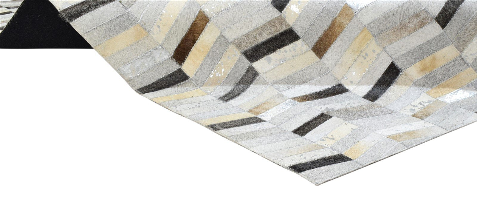 Grey Leather Rug 5' X 7' Modern Hand Woven French Chevron Room Size Carpet 7860683276437