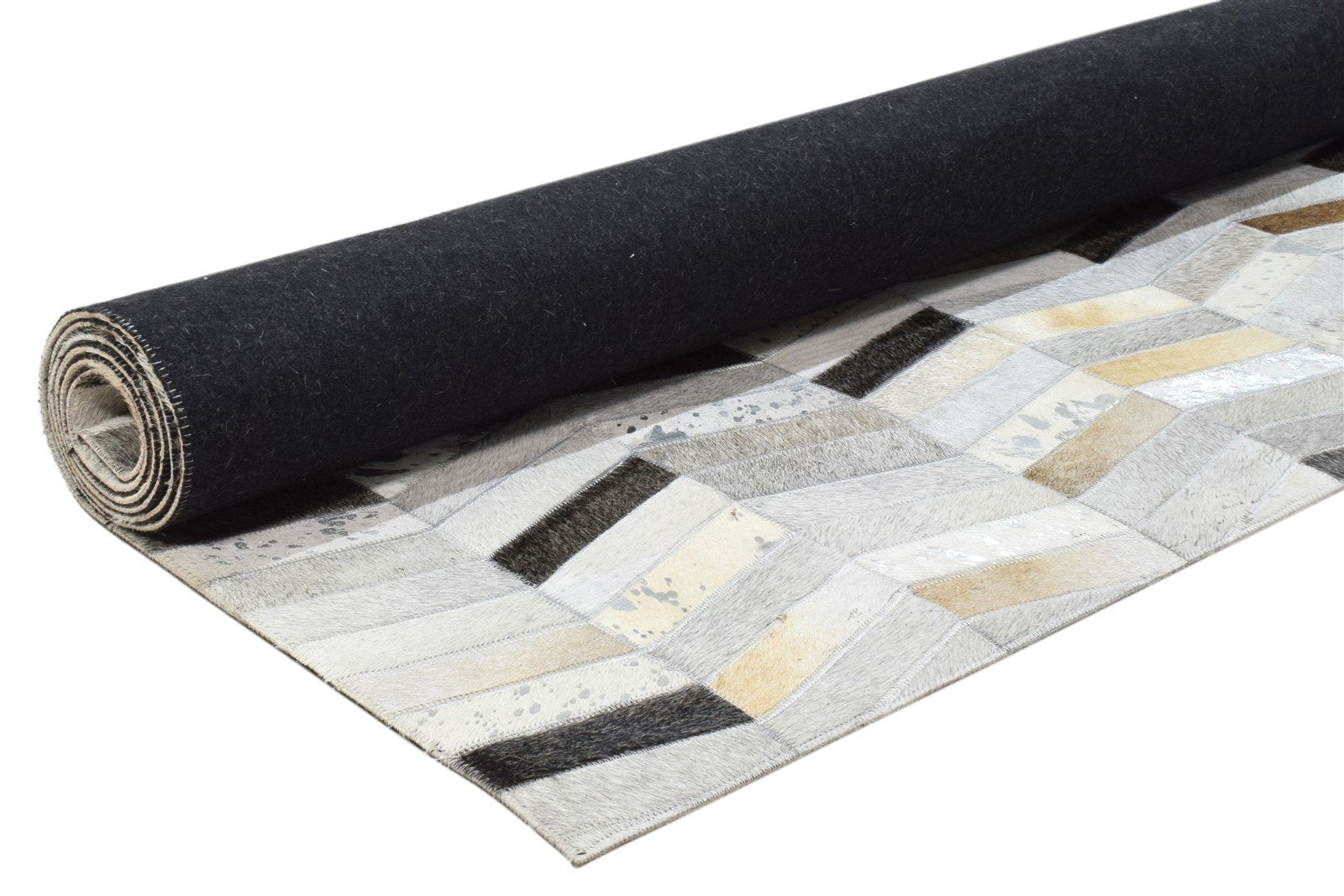 Grey Leather Rug 5' X 7' Modern Hand Woven French Chevron Room Size Carpet 7860683276437
