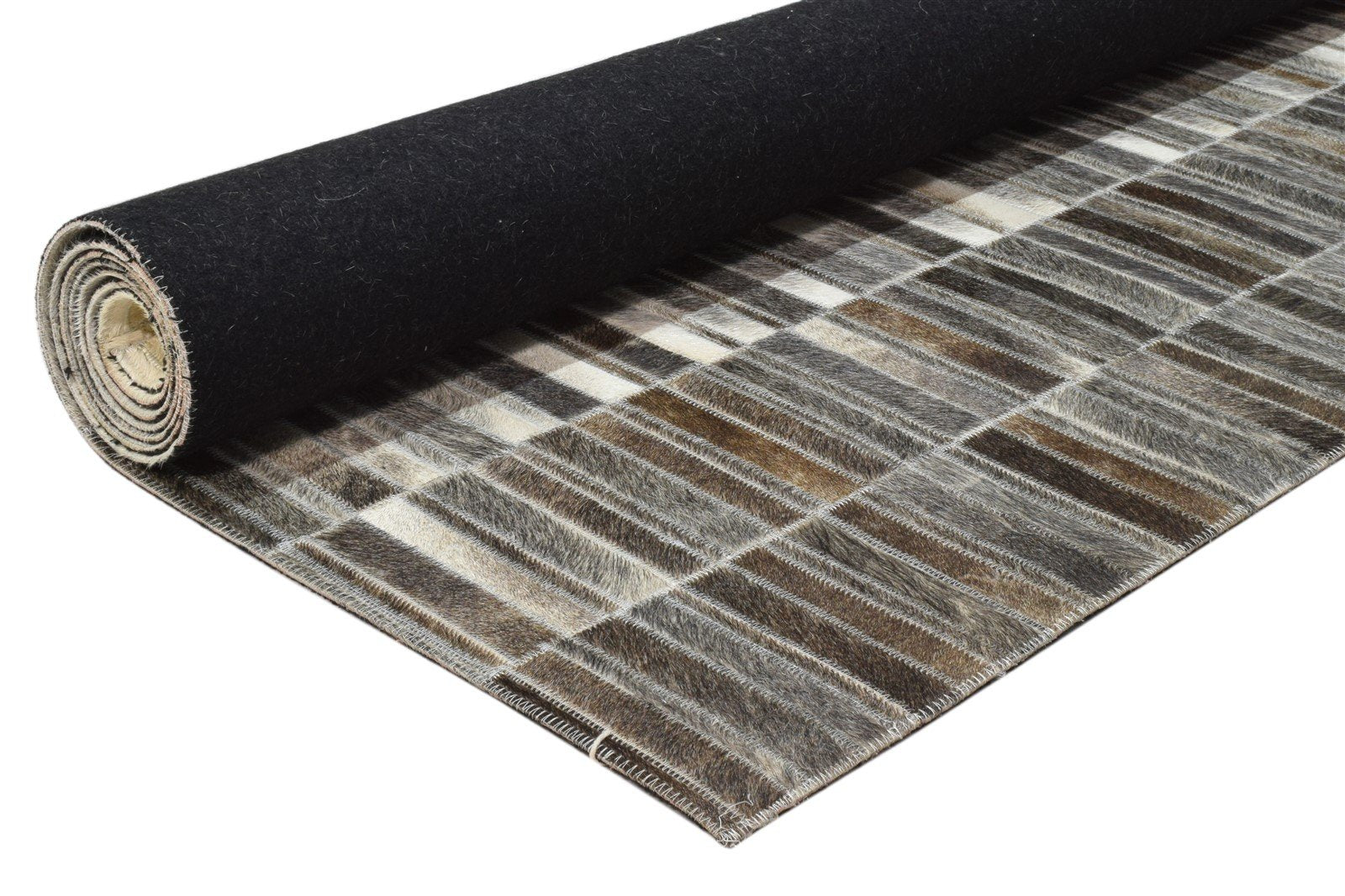 Grey Leather Rug 5X8 Modern Hand Woven Scandinavian Abstract Room Size Carpet 7860682752149