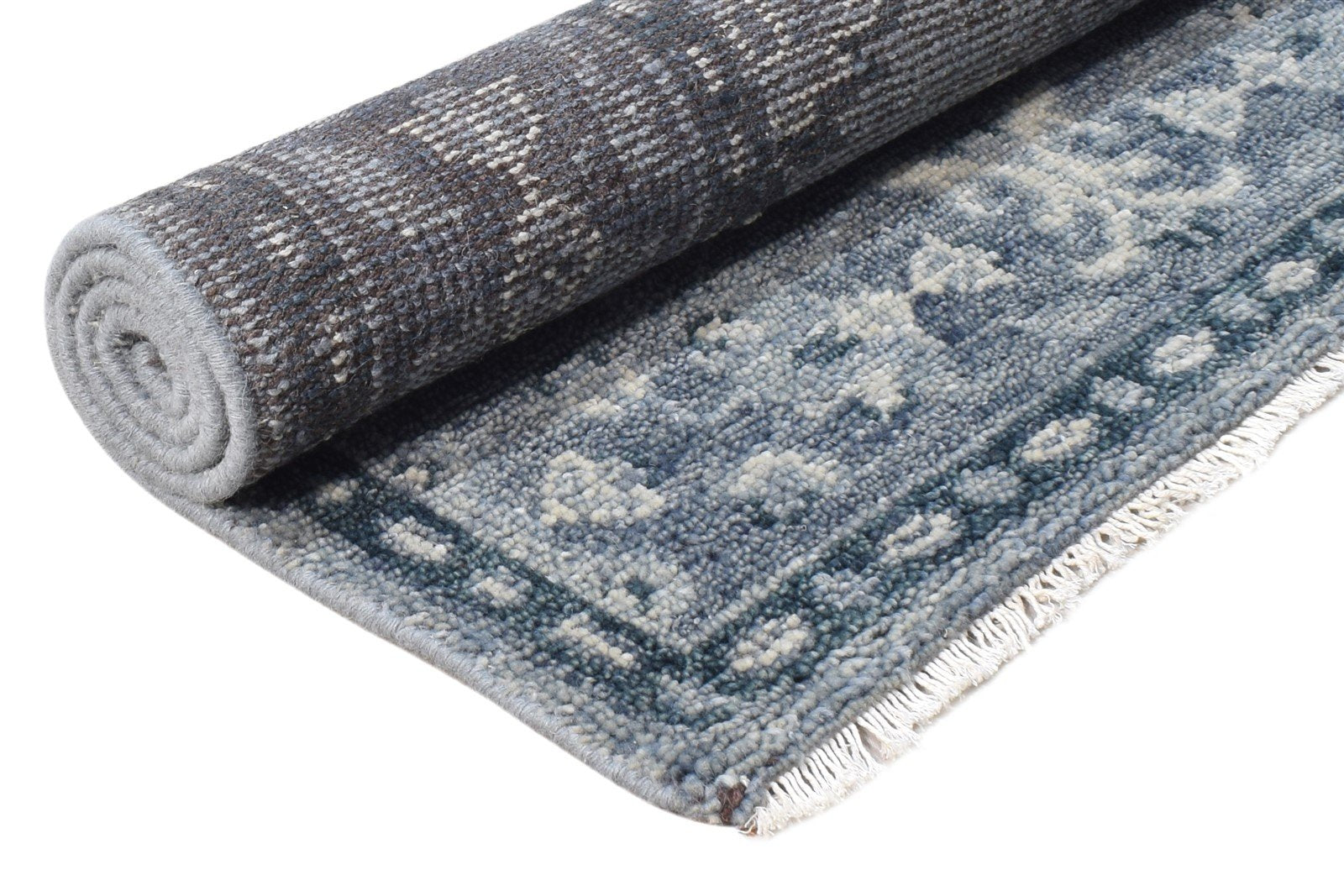 Grey New Zealand Wool Rug 3X4 Persian Hand Knotted Oushak Oriental Small Carpet 7865179406485