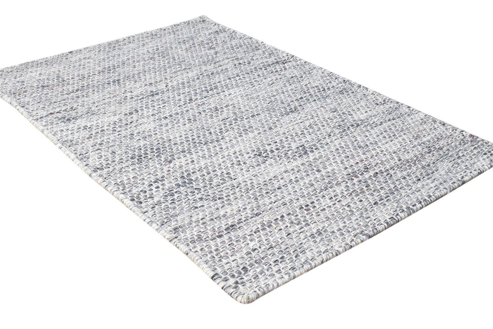 Grey Pet Yarn Rug 2' X 3' Modern Flatweave Scandinavian Solid Small Carpet 7865134219413