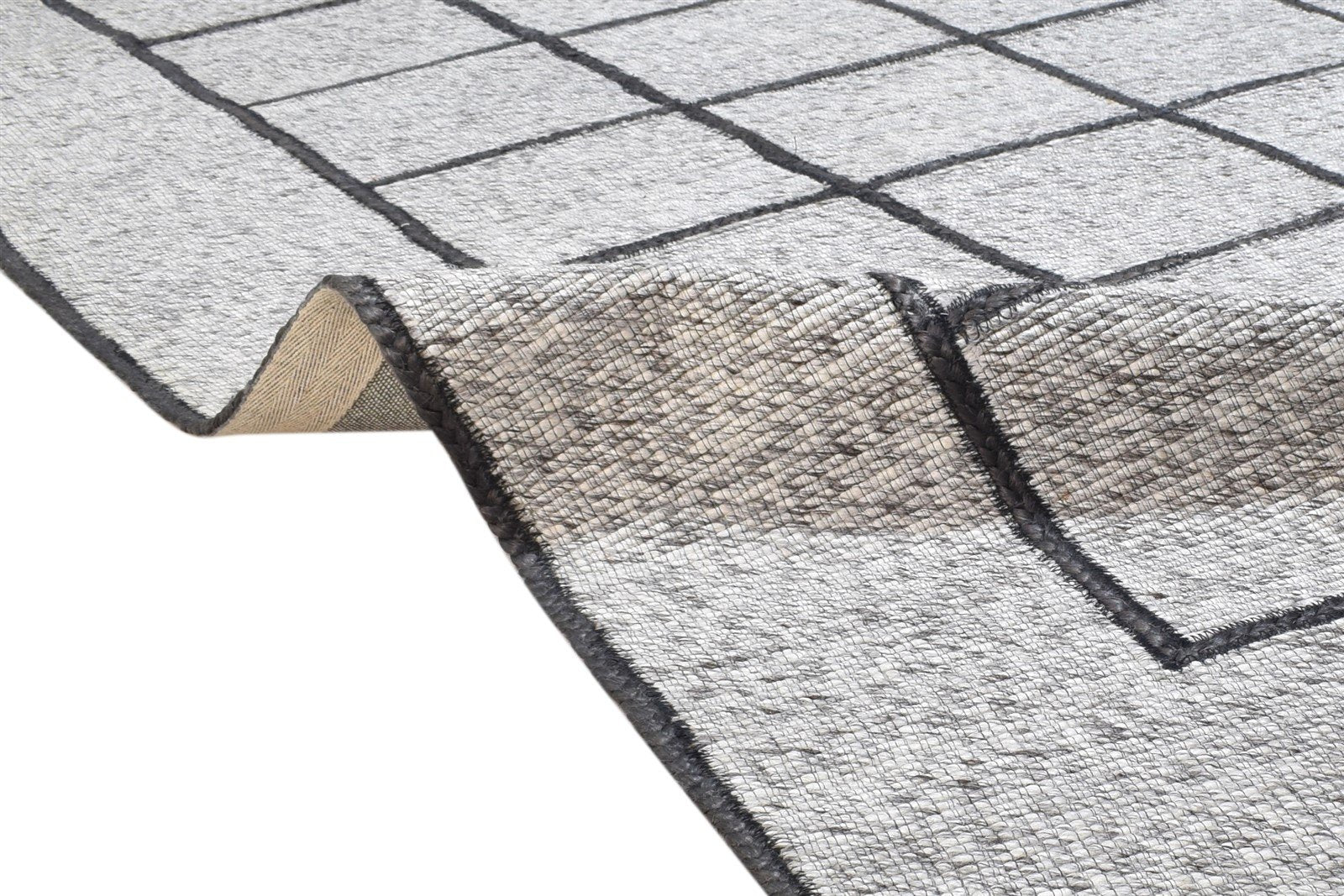 Grey Pet Yarn Rug 5X7 Modern Jacquard Loom Scandinavian Geometric Room Size 7864163991701