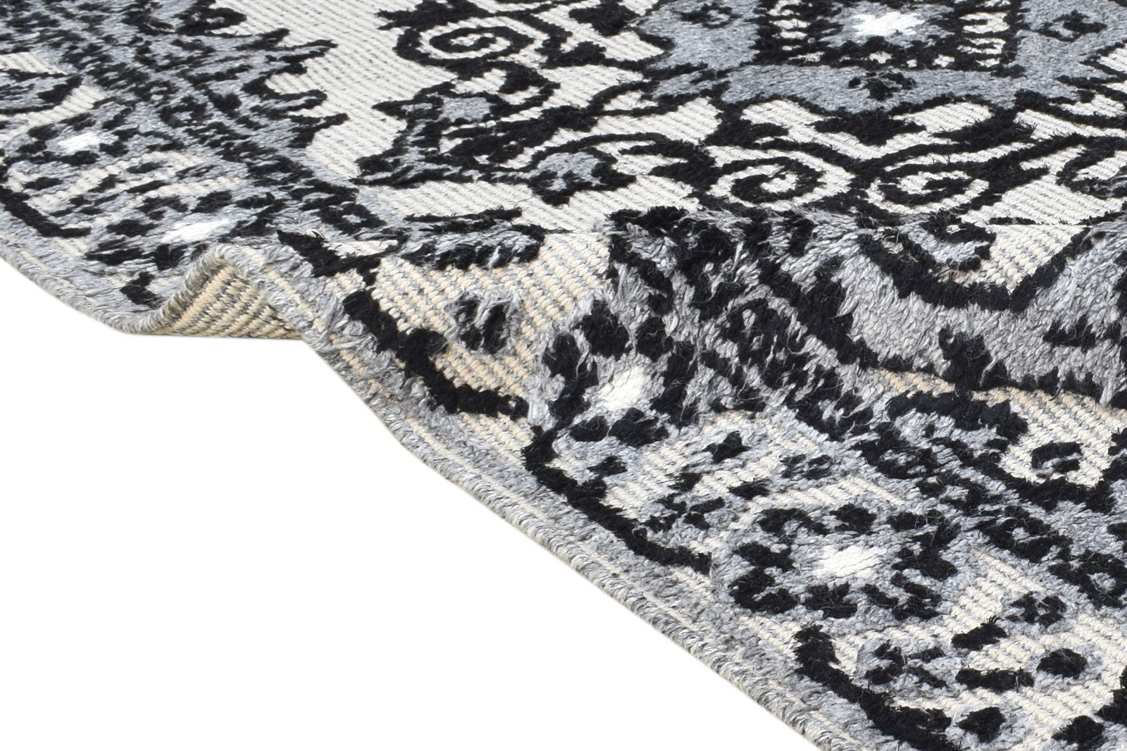 Grey Polyester Rug 4X6 Persian Hand Knotted Oriental Medallion Room Size Carpet 7865078644885