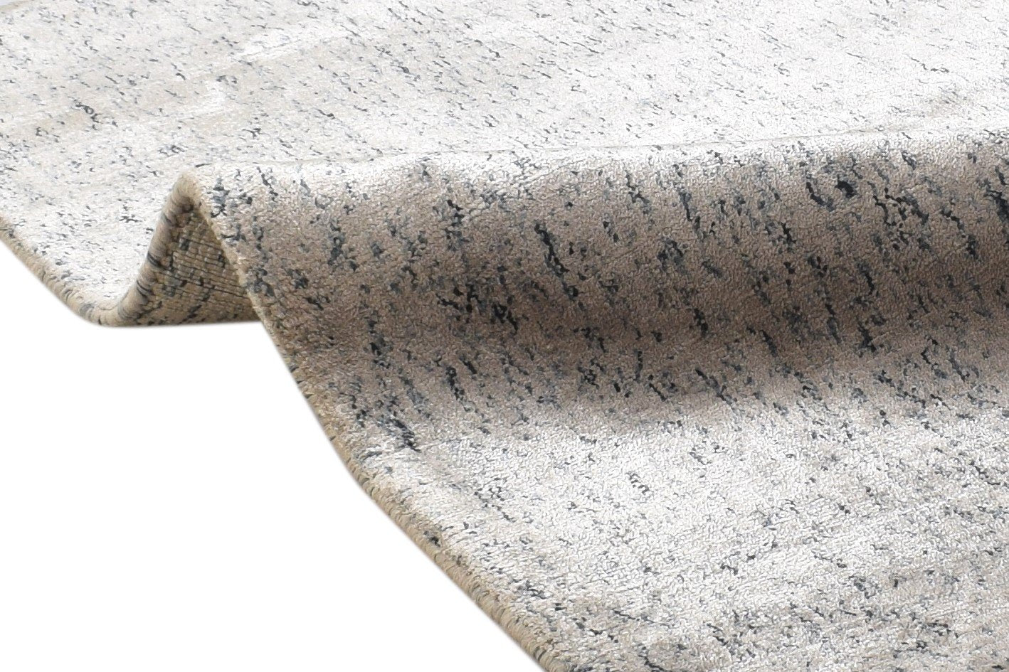 Grey Silk Rug 2' X 3' Modern Hand Woven Scandinavian Abstract Small Carpet 7864181751957