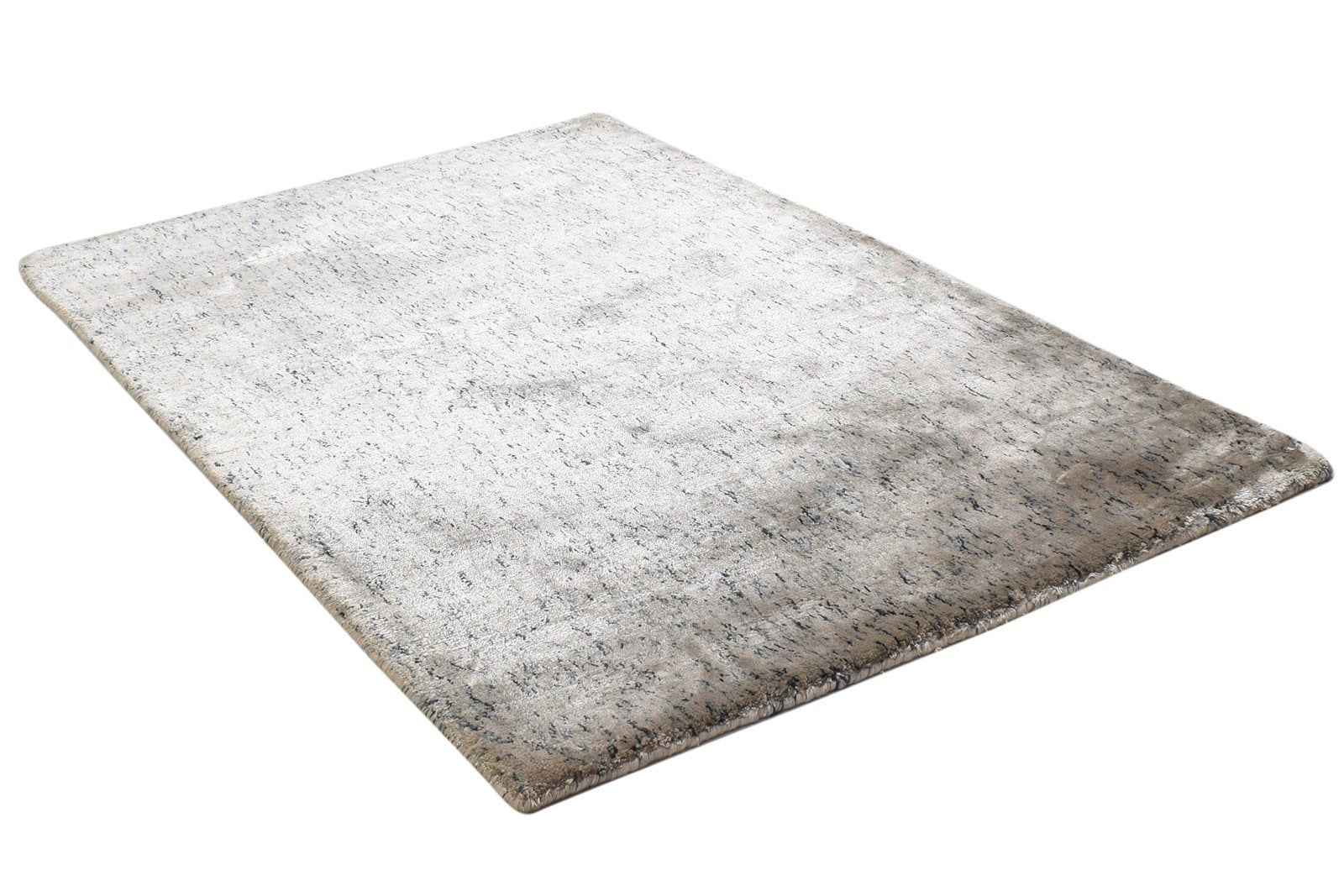 Grey Silk Rug 2' X 3' Modern Hand Woven Scandinavian Abstract Small Carpet 7864181751957