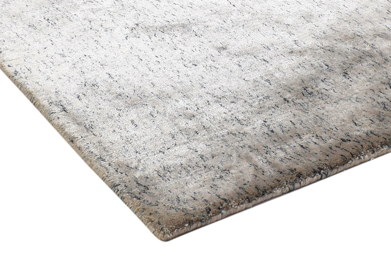 Grey Silk Rug 2' X 3' Modern Hand Woven Scandinavian Abstract Small Carpet 7864181751957