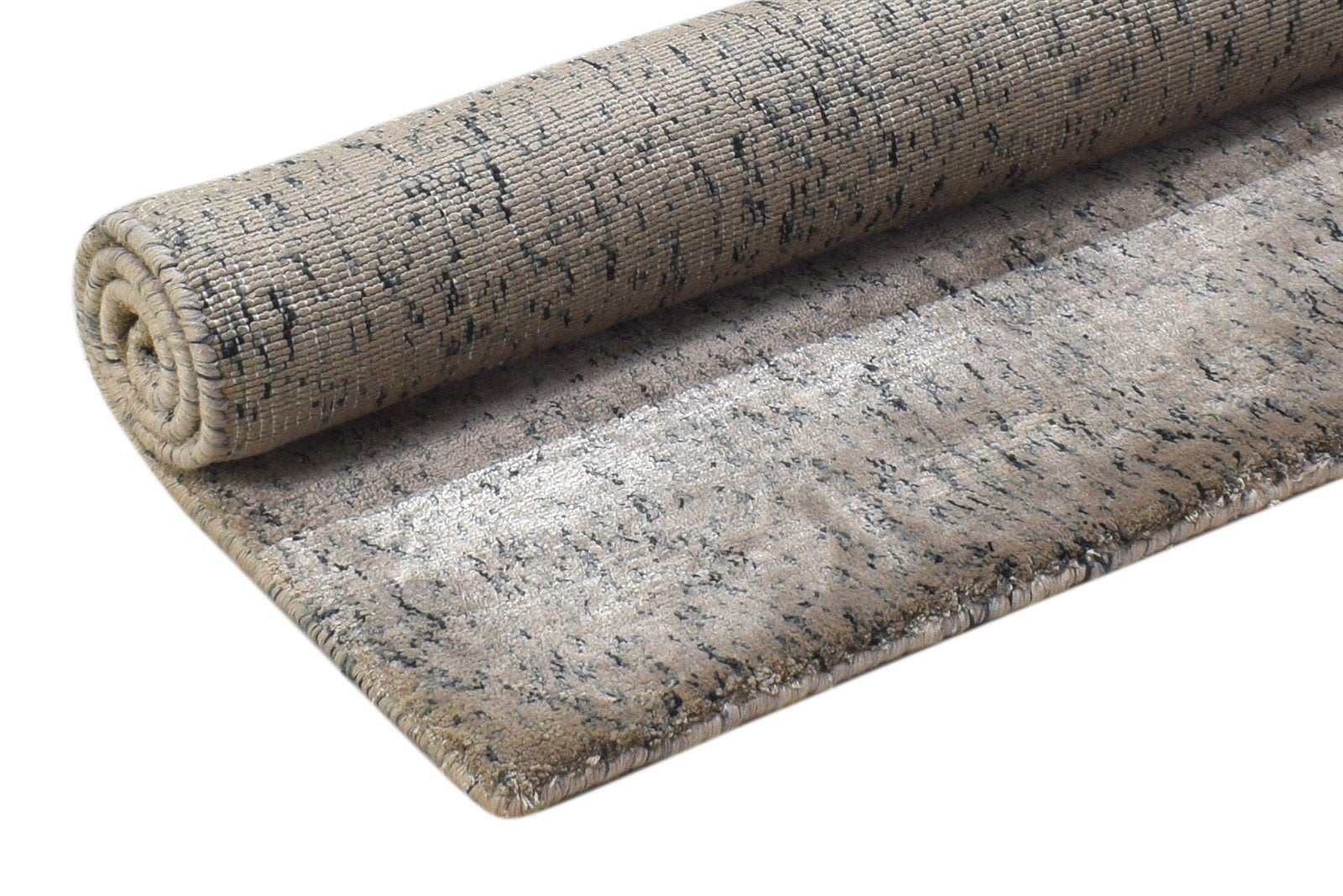 Grey Silk Rug 2' X 3' Modern Hand Woven Scandinavian Abstract Small Carpet 7864181751957