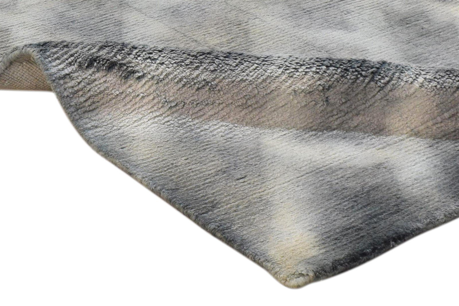 Grey Silk Rug 2' X 3' Modern Handloom Shibori Tie Dye Small Carpet 7860698153109