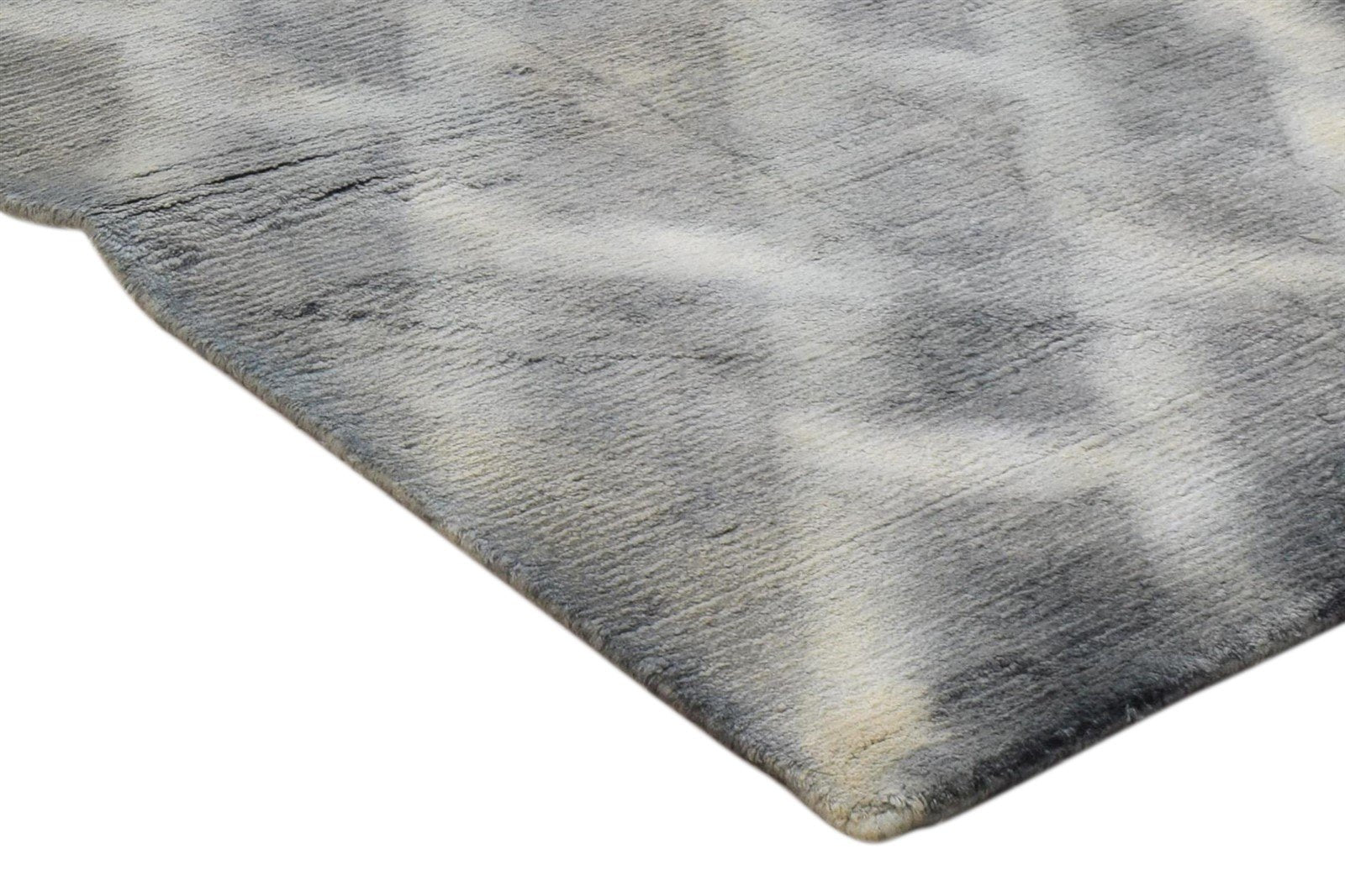 Grey Silk Rug 2' X 3' Modern Handloom Shibori Tie Dye Small Carpet 7860698153109