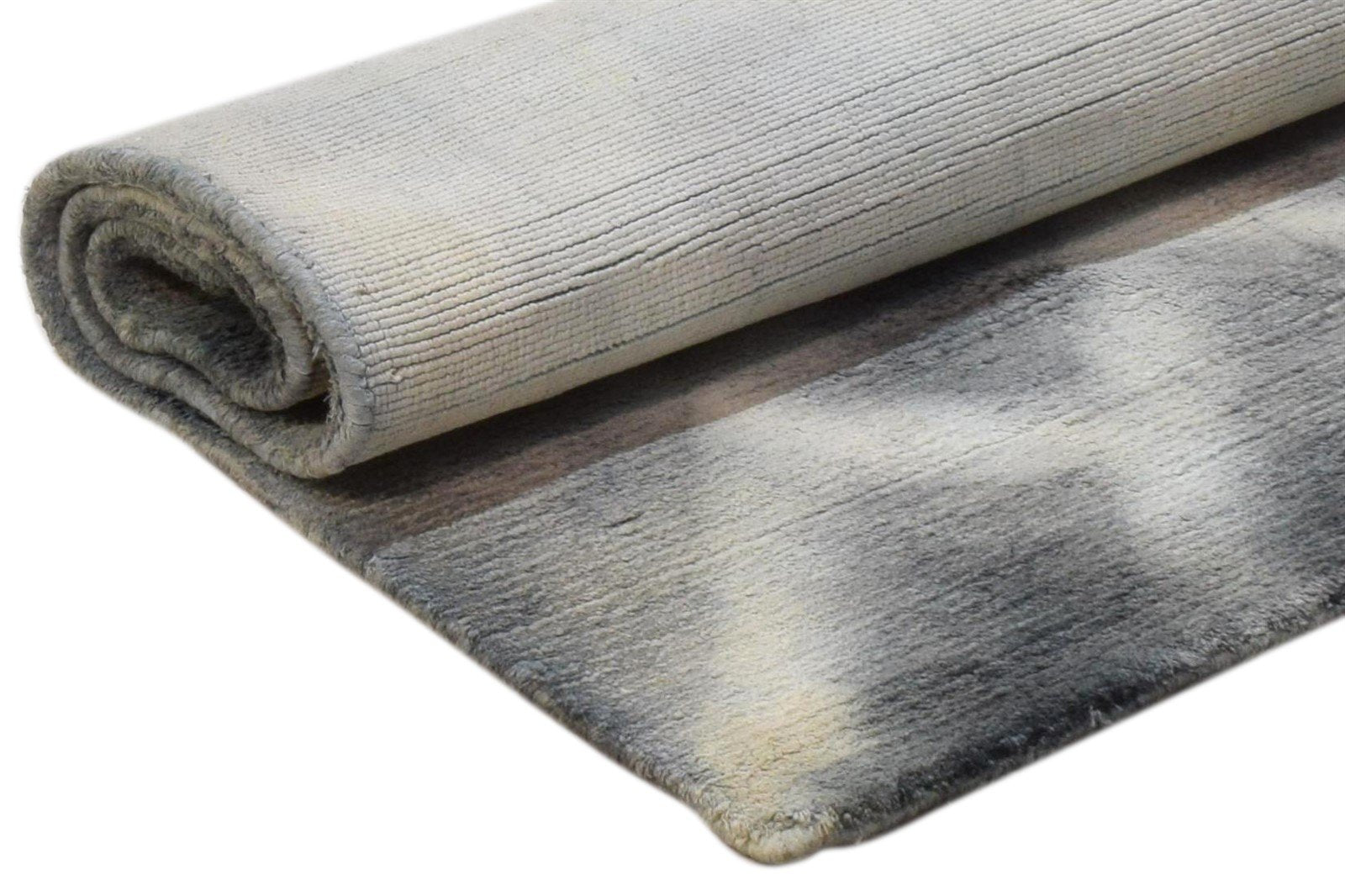 Grey Silk Rug 2' X 3' Modern Handloom Shibori Tie Dye Small Carpet 7860698153109