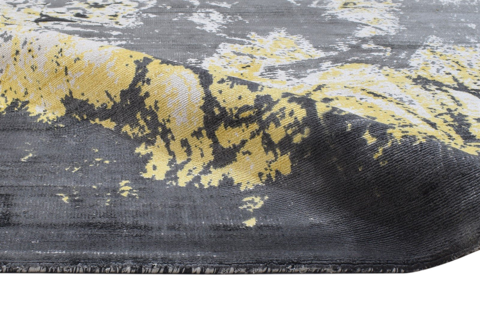 Grey Silk Rug 5' X 6' Modern Hand Woven Indian Abstract Room Size Carpet 7864162123925