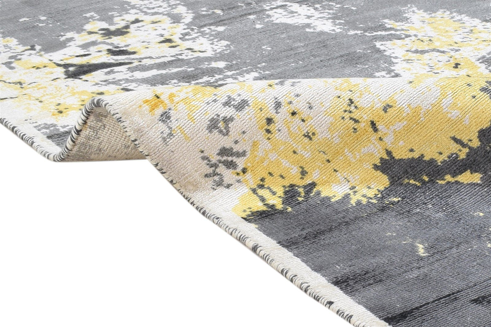 Grey Silk Rug 5' X 6' Modern Hand Woven Indian Abstract Room Size Carpet 7864162123925