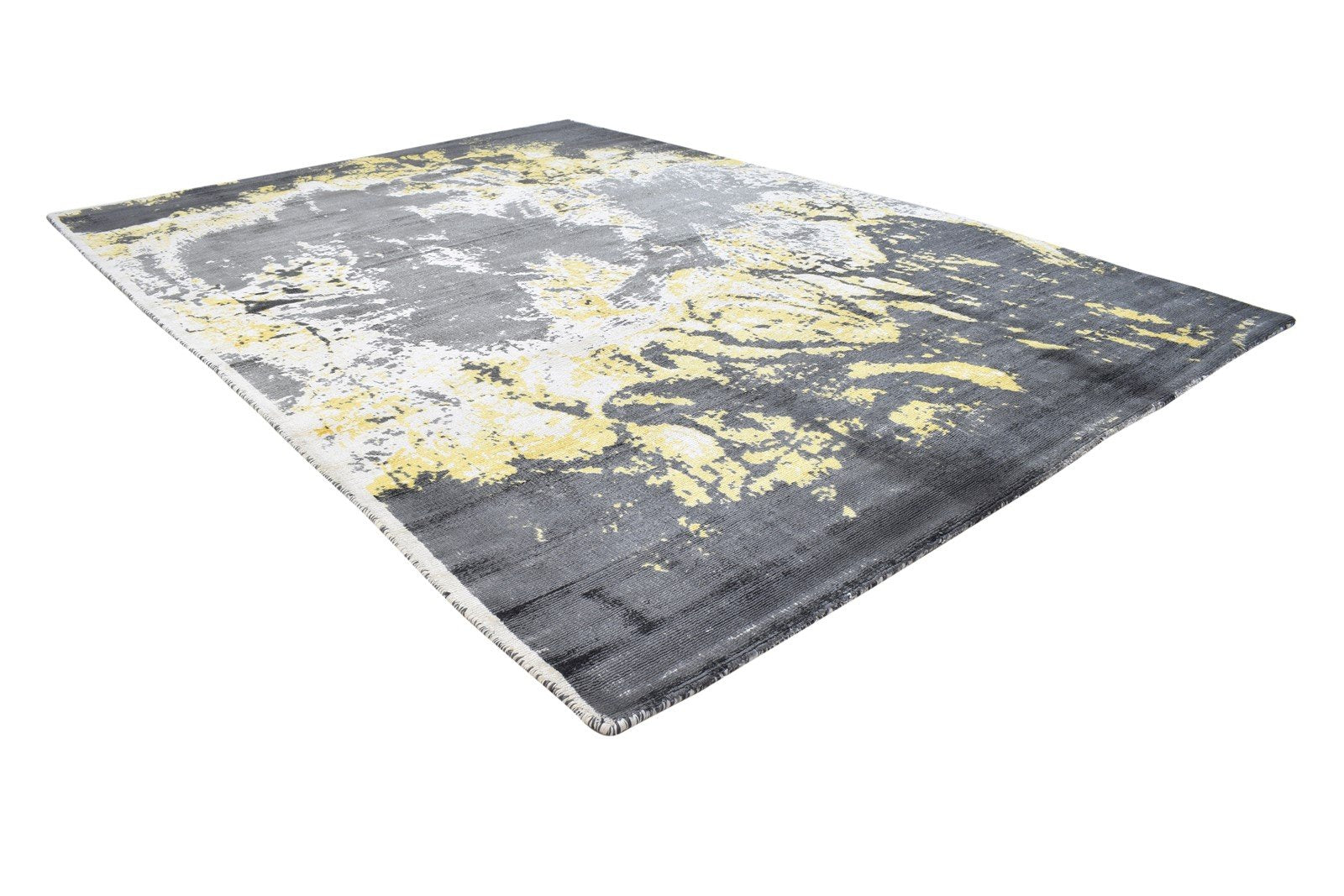 Grey Silk Rug 5' X 6' Modern Hand Woven Indian Abstract Room Size Carpet 7864162123925