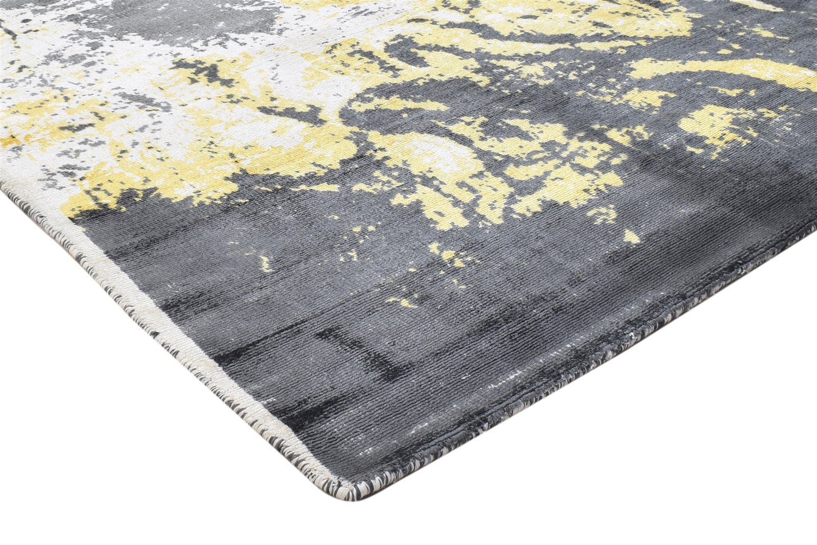 Grey Silk Rug 5' X 6' Modern Hand Woven Indian Abstract Room Size Carpet 7864162123925