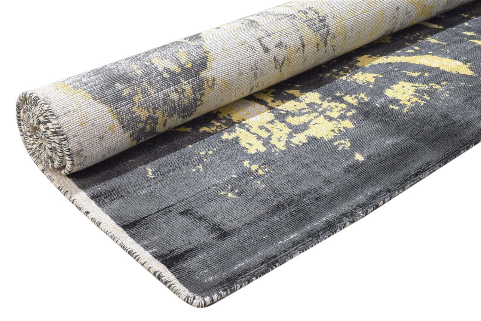 Grey Silk Rug 5' X 6' Modern Hand Woven Indian Abstract Room Size Carpet 7864162123925
