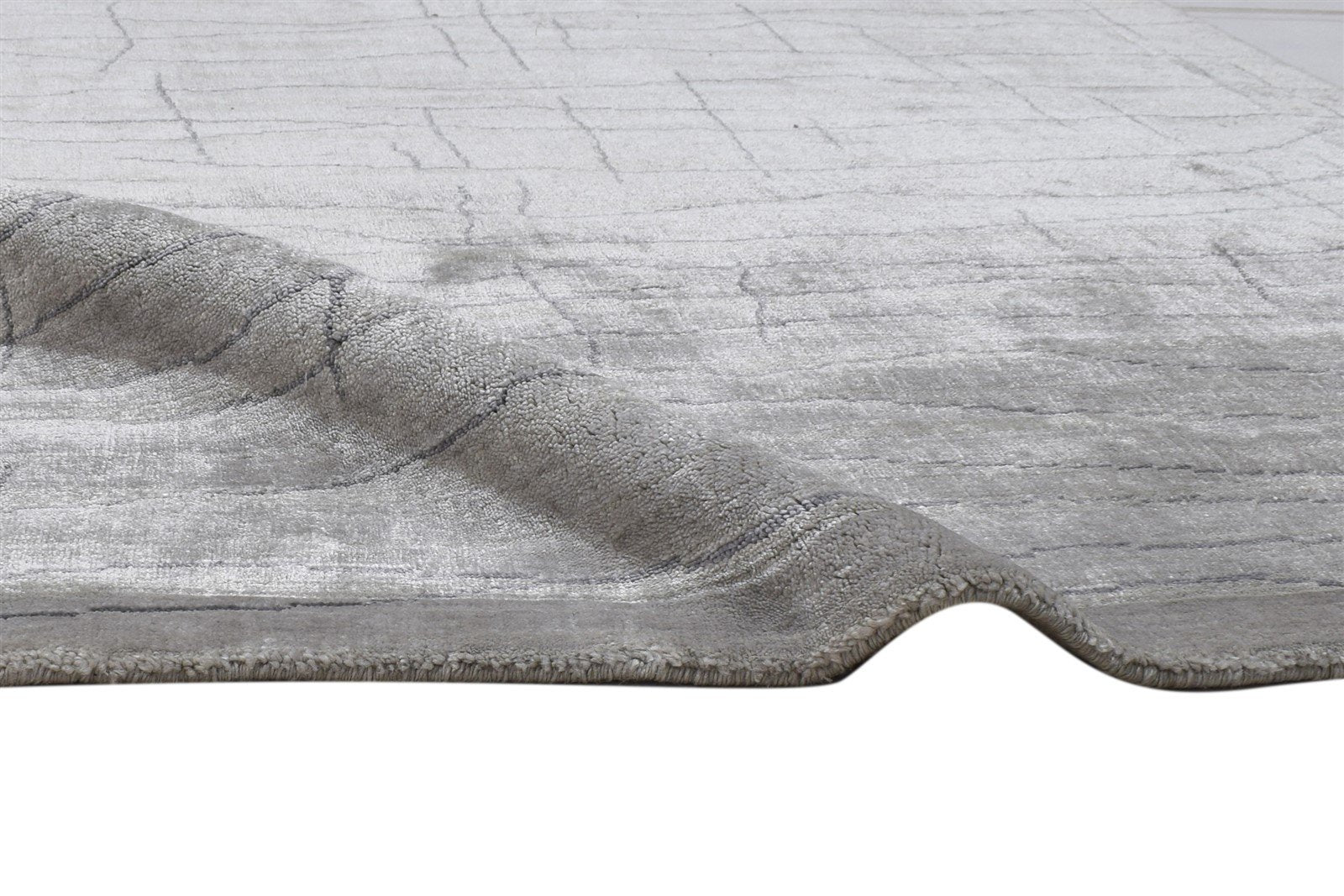 Grey Silk Rug 5' X 6' Modern Handloom Scandinavian Abstract Room Size Carpet 7864157831317