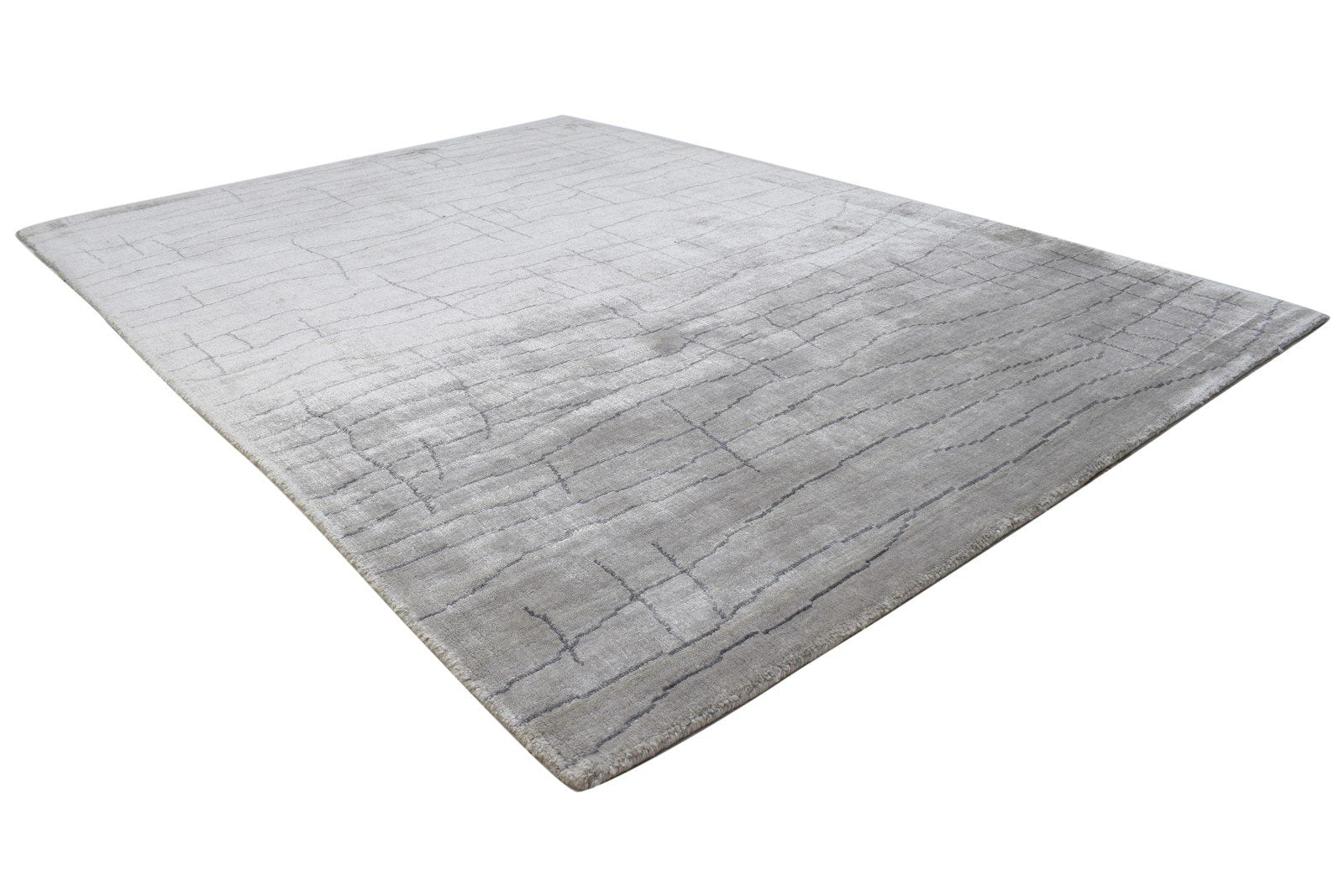 Grey Silk Rug 5' X 6' Modern Handloom Scandinavian Abstract Room Size Carpet 7864157831317