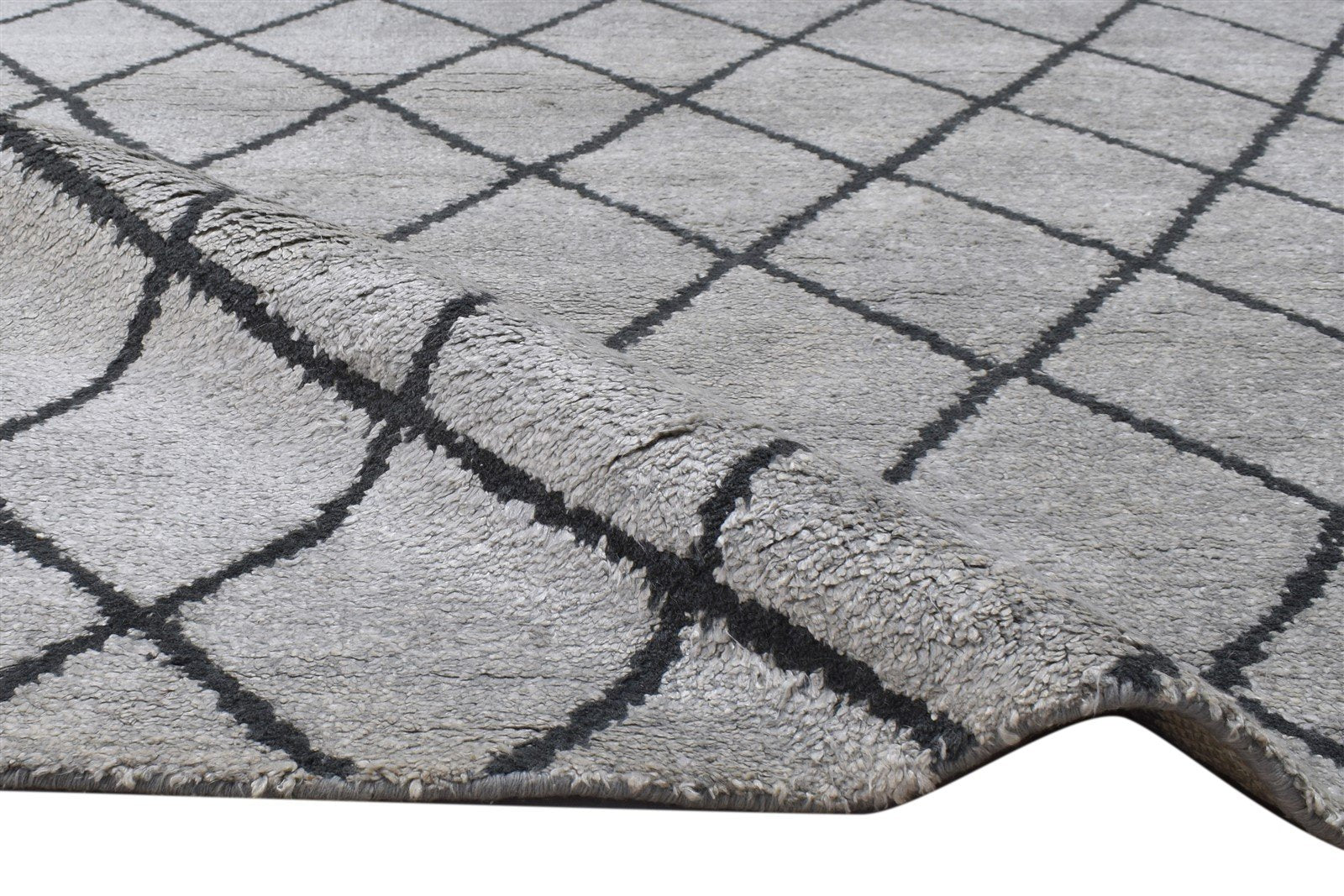 Grey Silk Rug 5' X 7' Modern Hand Knotted Moroccan Diamond Room Size Carpet 7864226644117