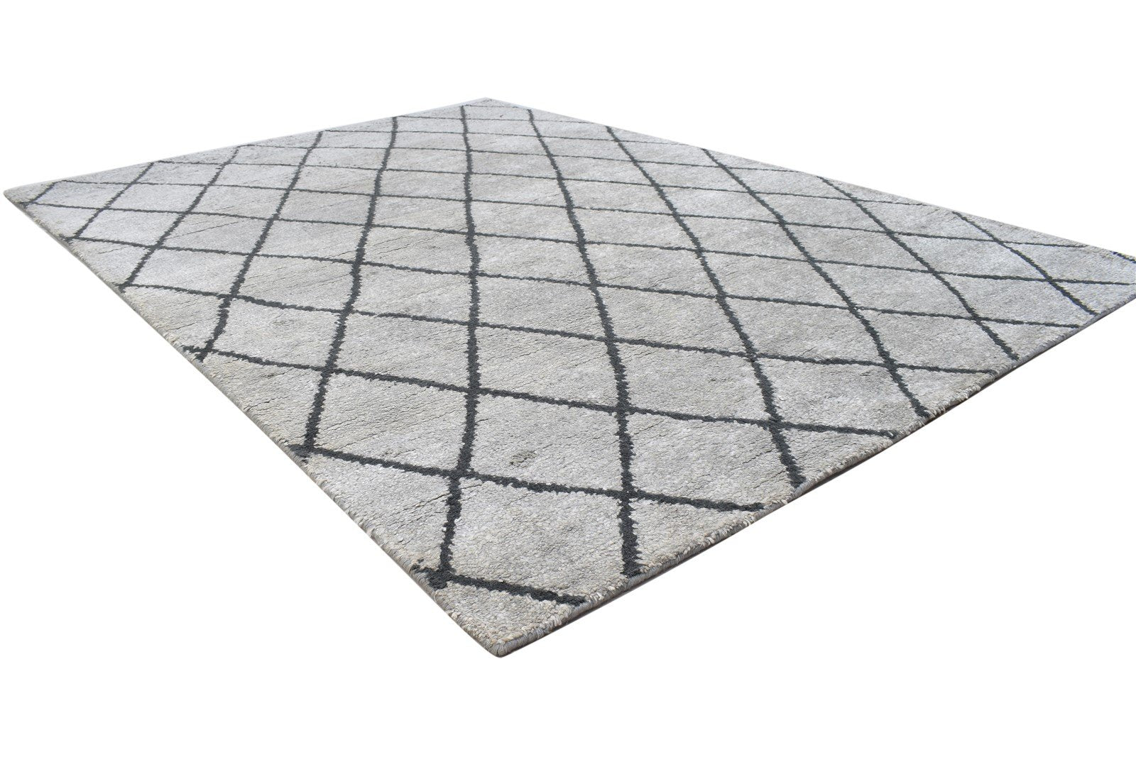 Grey Silk Rug 5' X 7' Modern Hand Knotted Moroccan Diamond Room Size Carpet 7864226644117