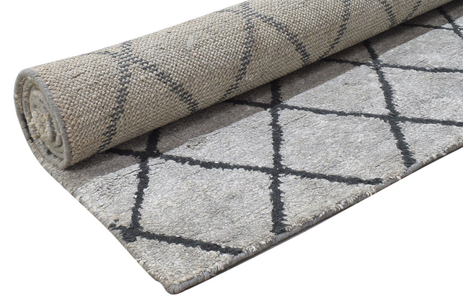 Grey Silk Rug 5' X 7' Modern Hand Knotted Moroccan Diamond Room Size Carpet 7864226644117