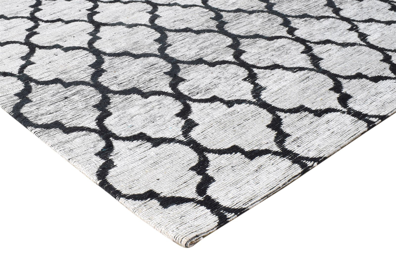 Grey Silk Rug 5' X 7' Modern Hand Woven Moroccan Scroll Tile Room Size Carpet 7864666292373