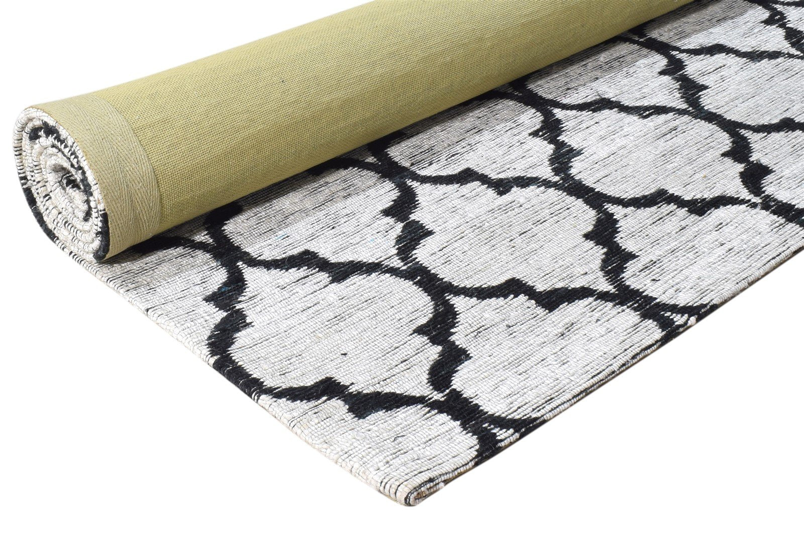 Grey Silk Rug 5' X 7' Modern Hand Woven Moroccan Scroll Tile Room Size Carpet 7864666292373